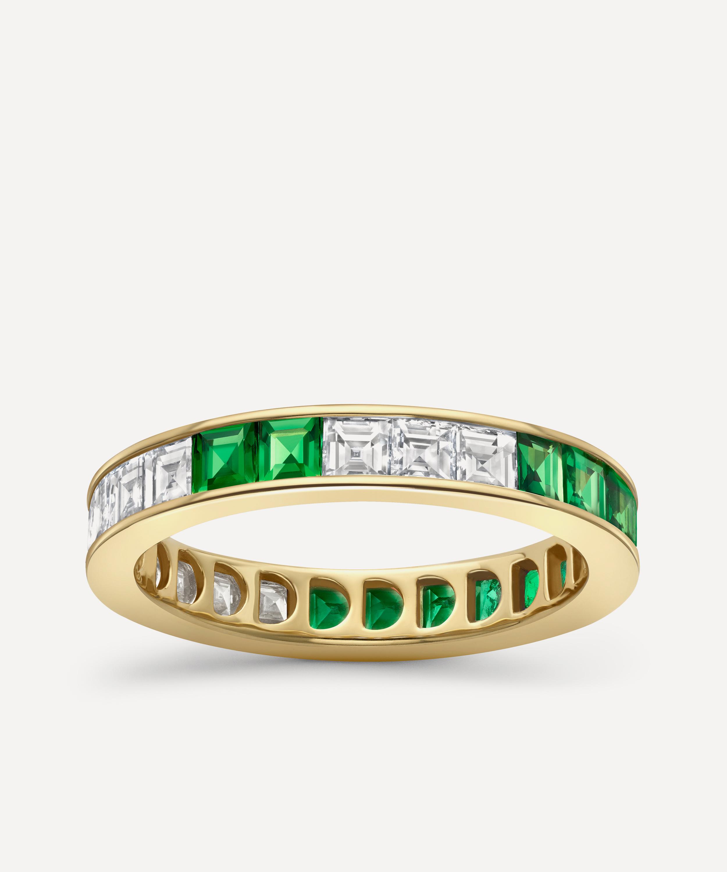 Dinny Hall - 18ct Gold Bright Side Emerald and Diamond Eternity Ring