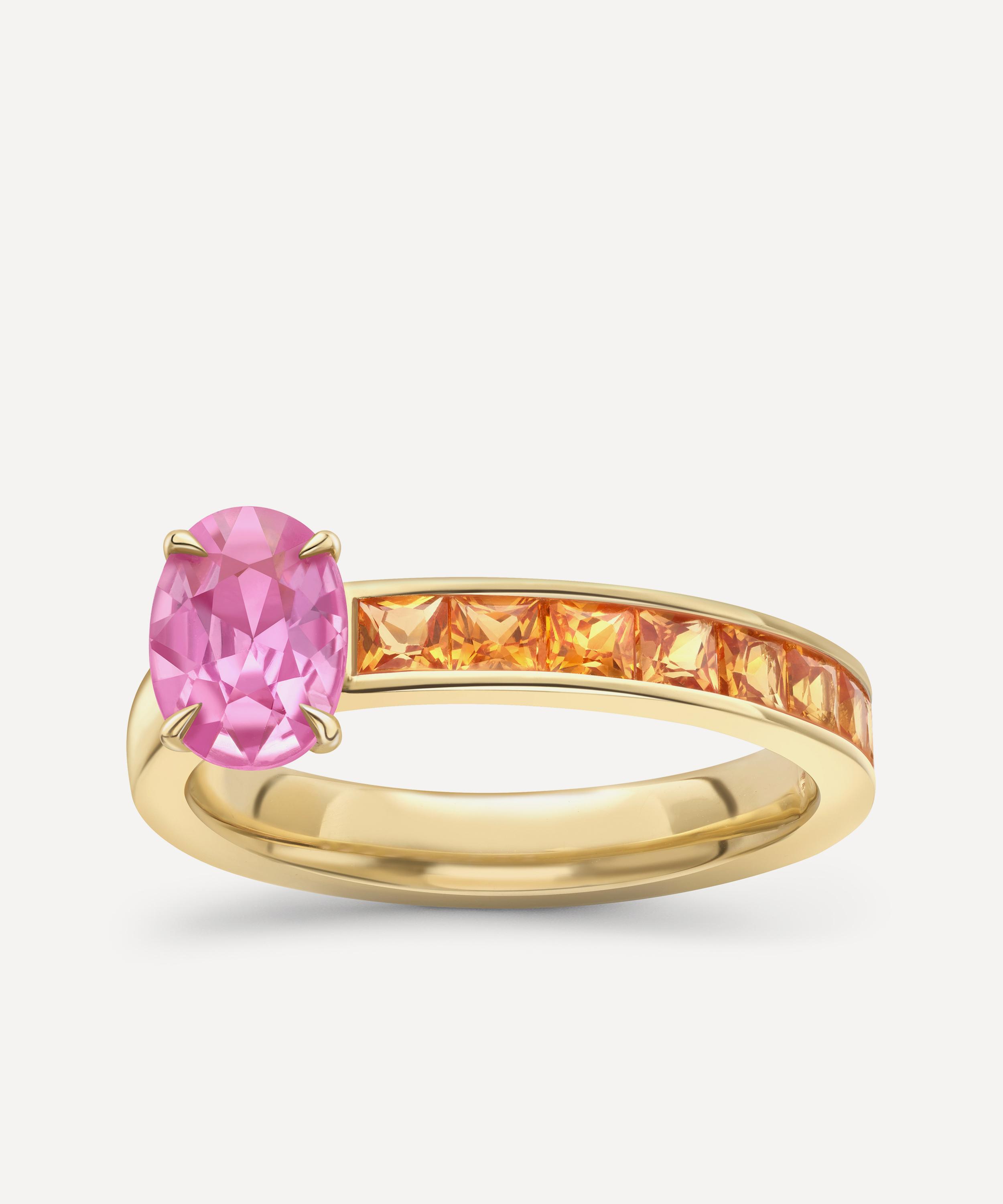 Dinny Hall - 18ct Gold Bit on the Side Pink and Orange Sapphire Ring