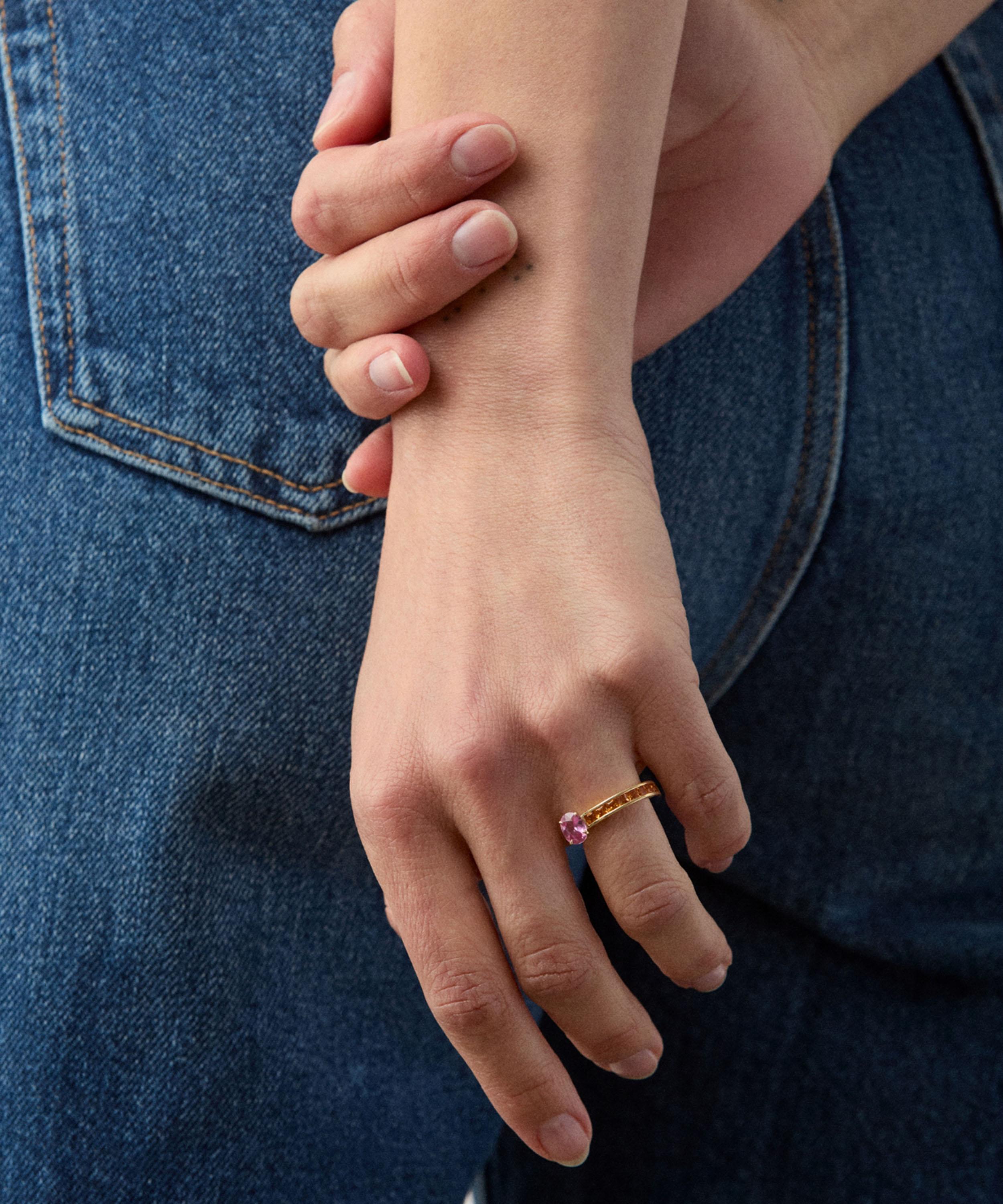 Dinny Hall - 18ct Gold Bit on the Side Pink and Orange Sapphire Ring image number 3