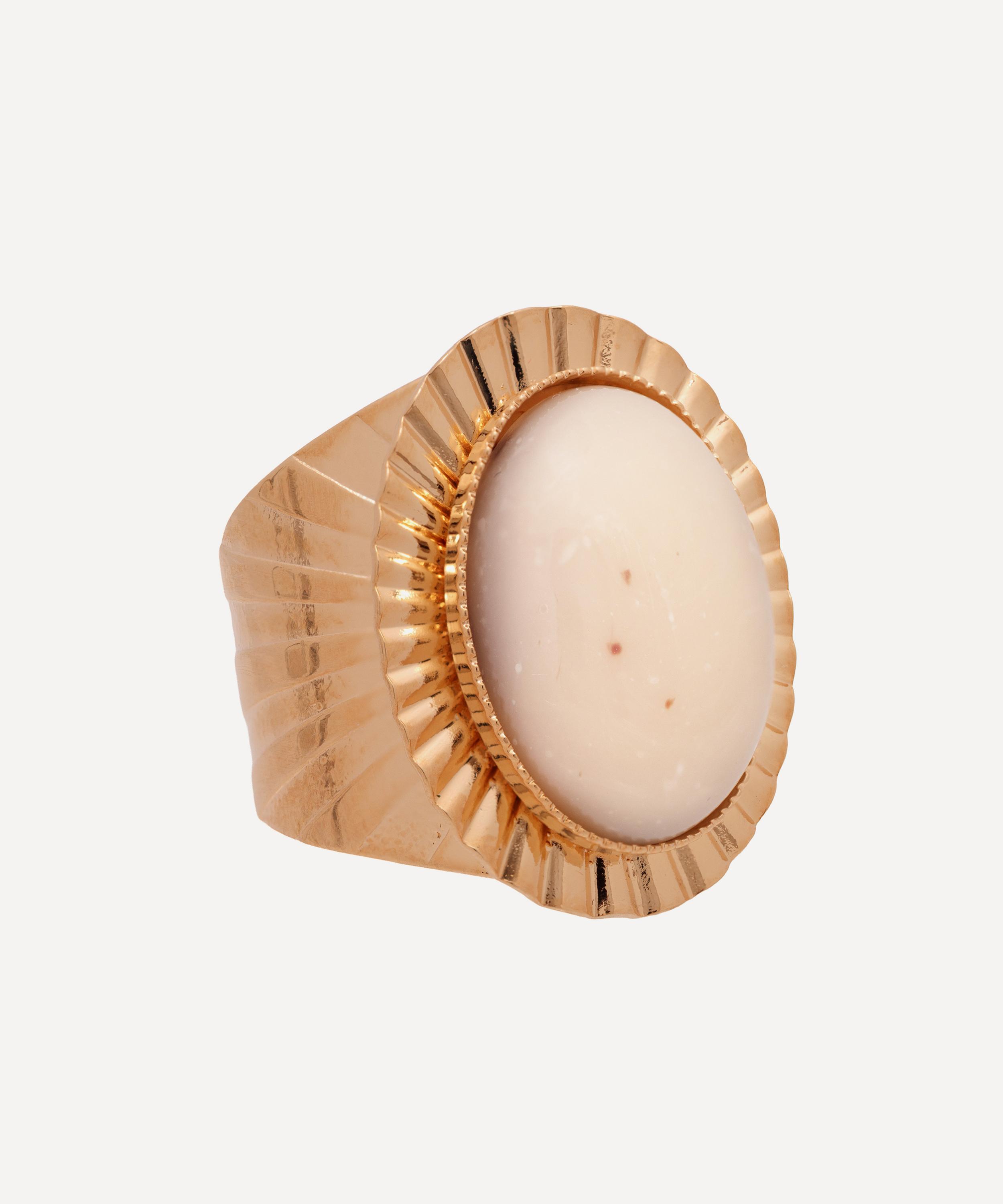 Anton Heunis - Gold-Plated White Adjustable Lily Pad Ring image number 1