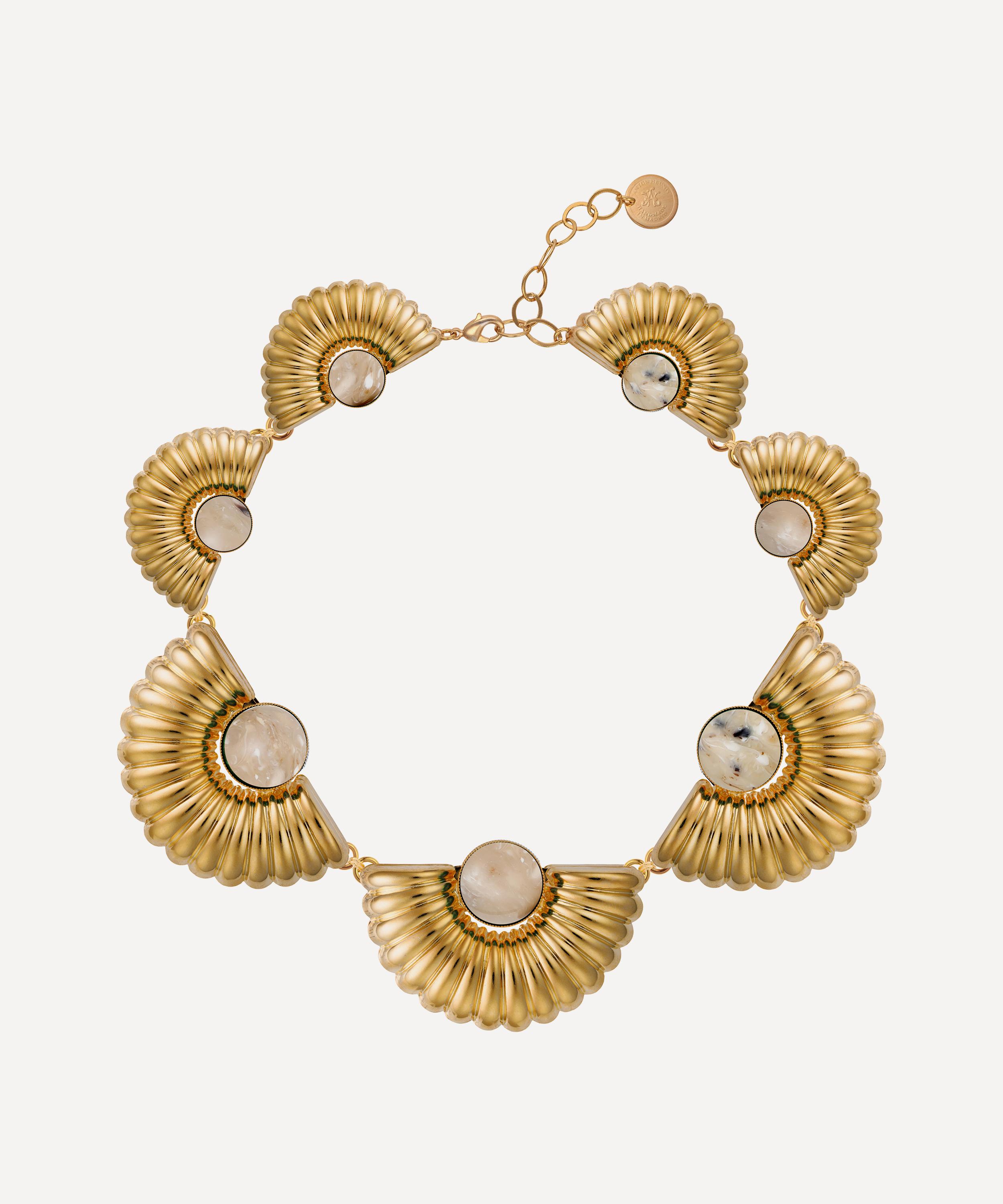 Anton Heunis - Gold-Plated Short Consecutive White Arch Gadrooned Necklace