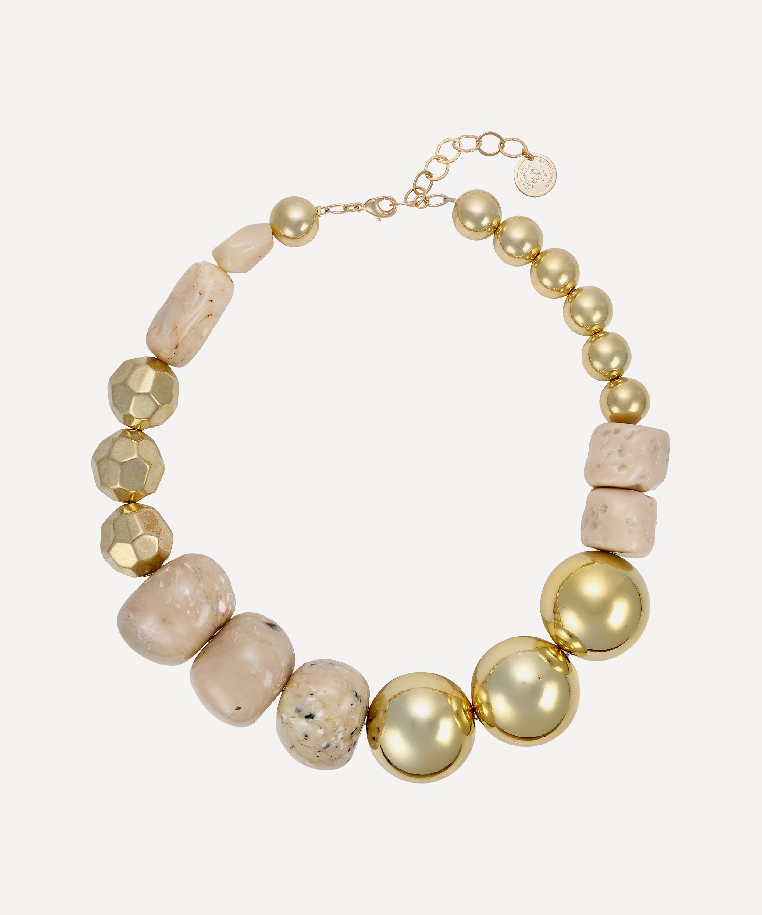 Anton Heunis - Gold-Plated Short Oversized White Beads and Spheres Necklace