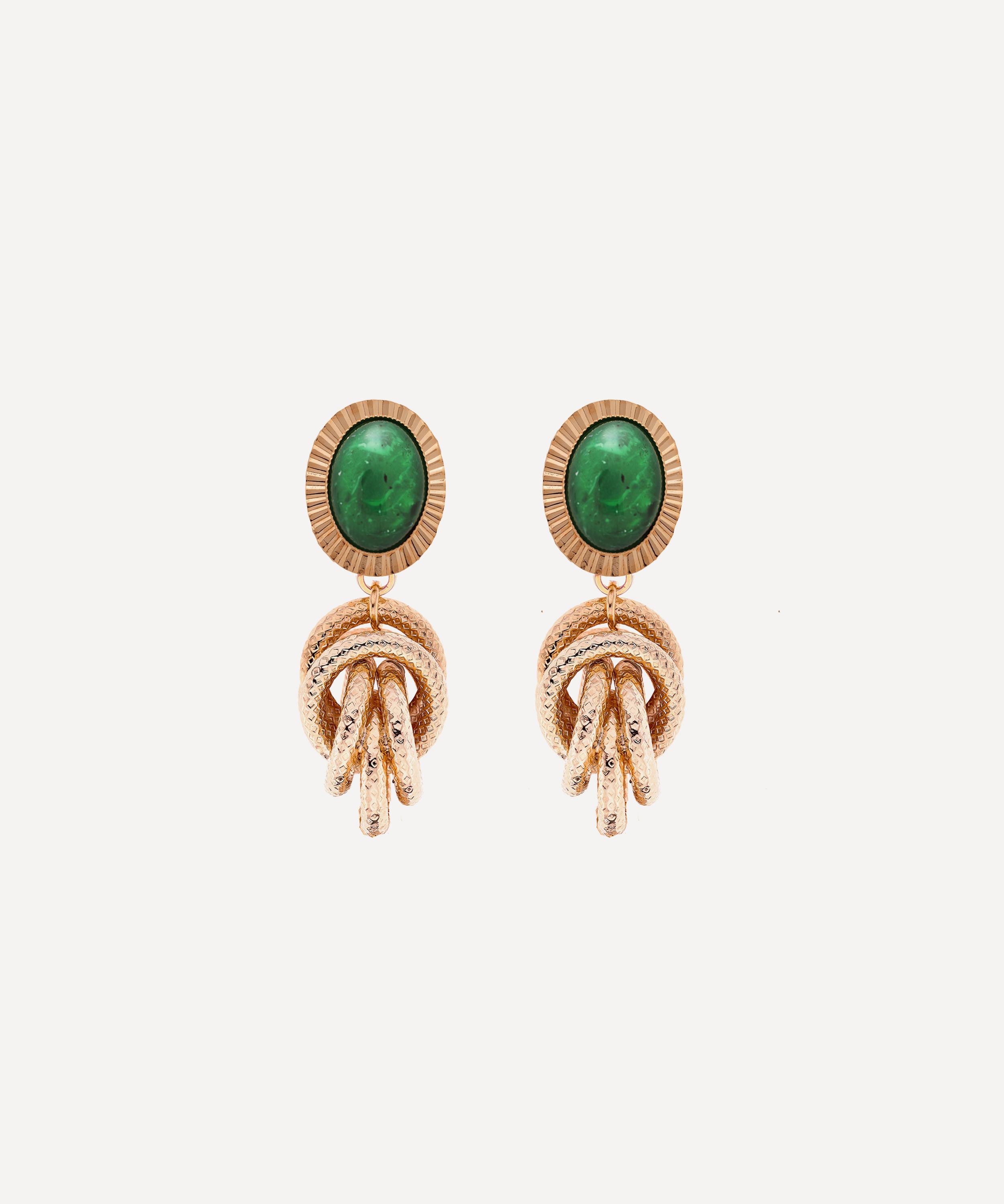 Anton Heunis - Gold-Plated Omega Clasp Lily Pad and Knot Drop Earrings