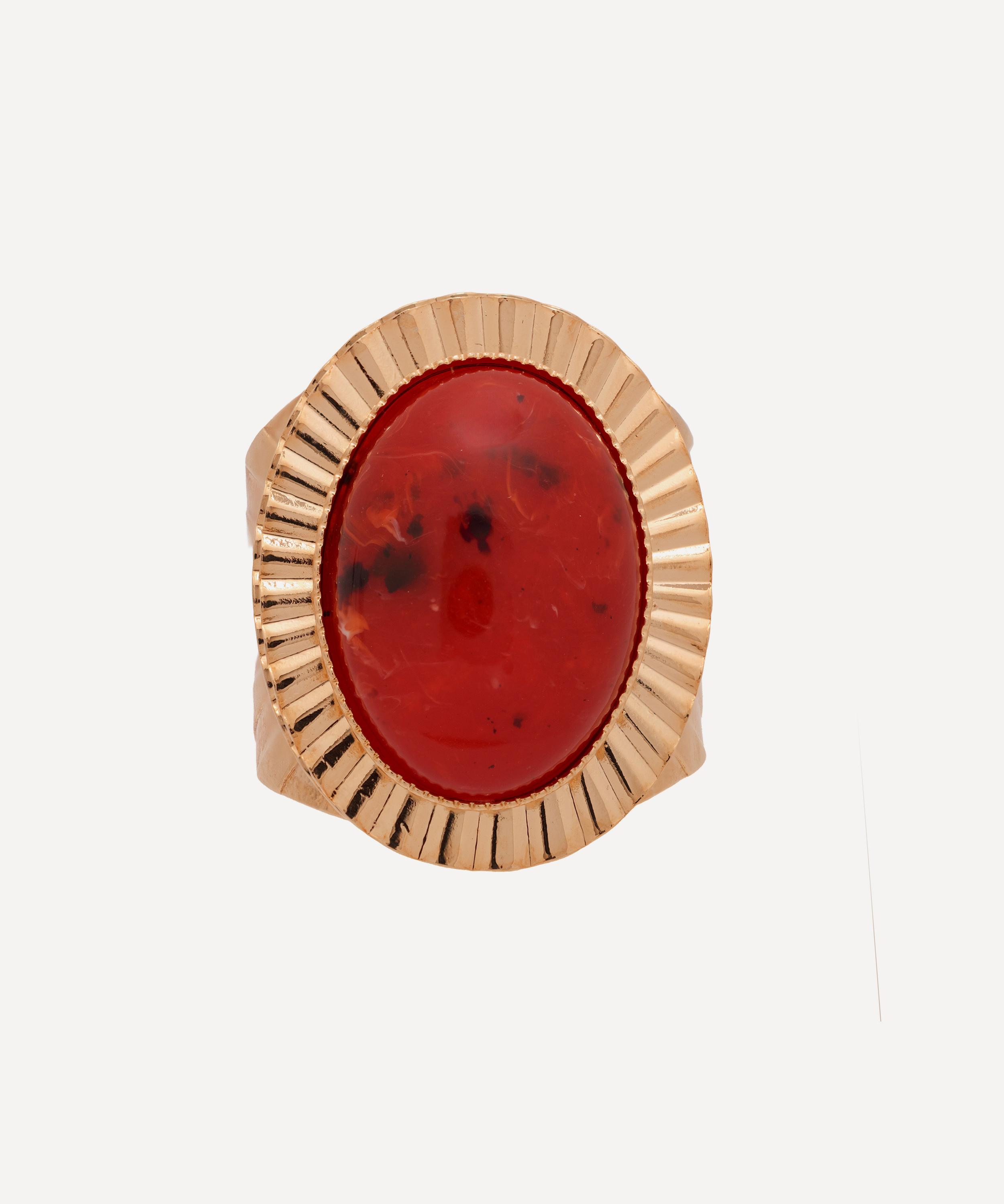 Anton Heunis - Gold-Plated  Red Adjustable Lily Pad Ring