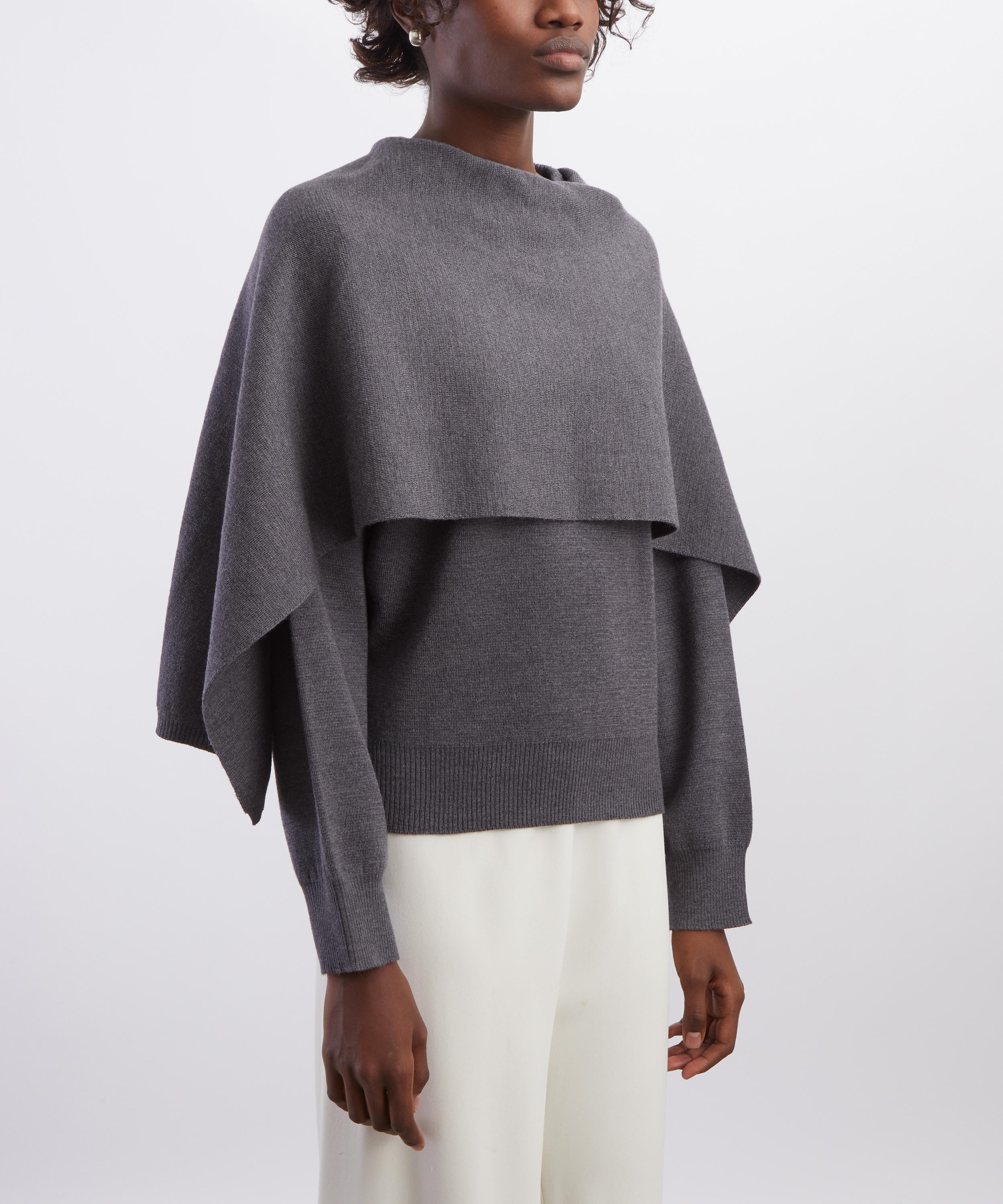 R&oacute;he - Dark Grey Melange Cape Jumper image number 3