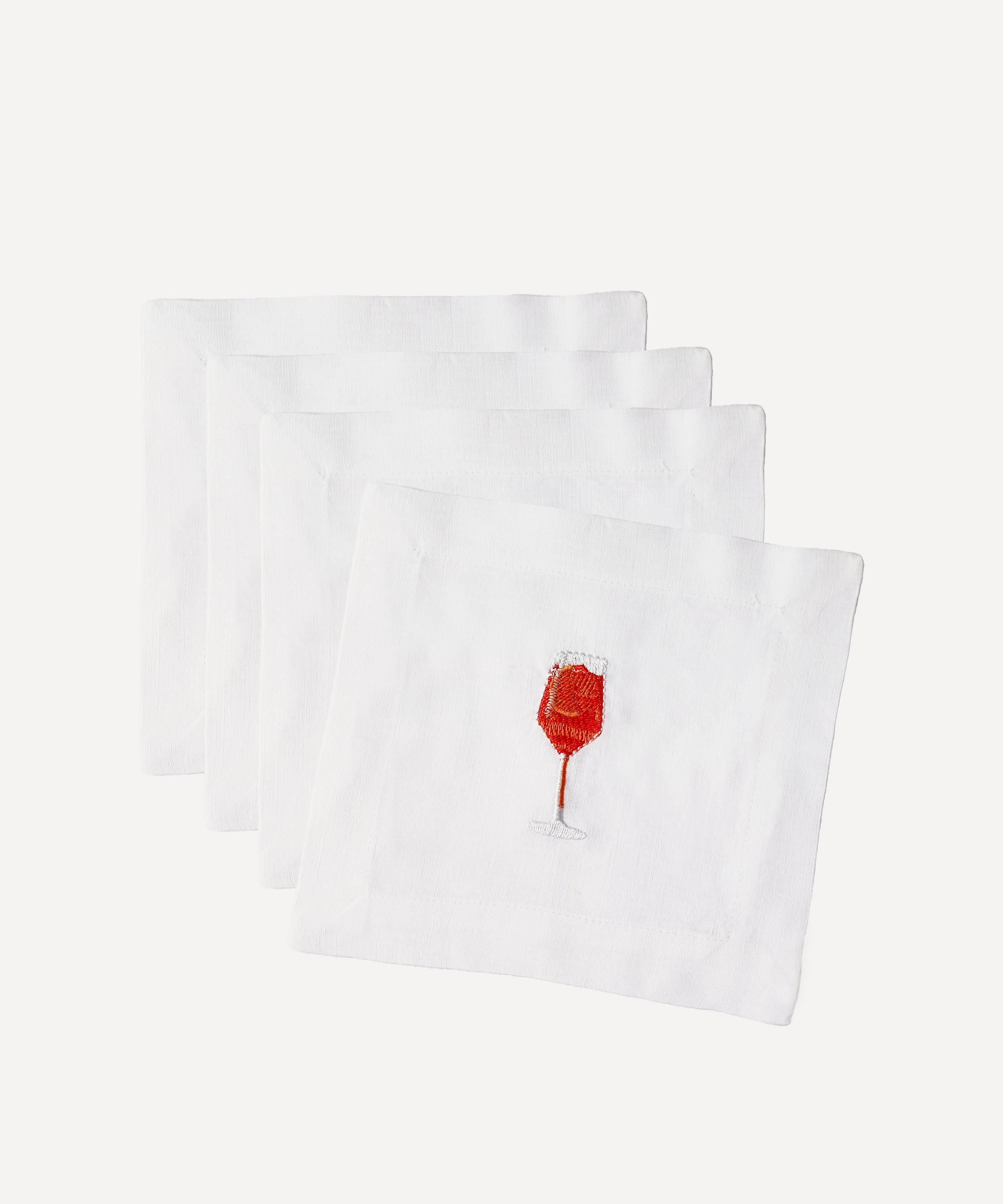 Lettermade - Aperol Spritz Linen Cocktail Napkins Set of Four image number 1