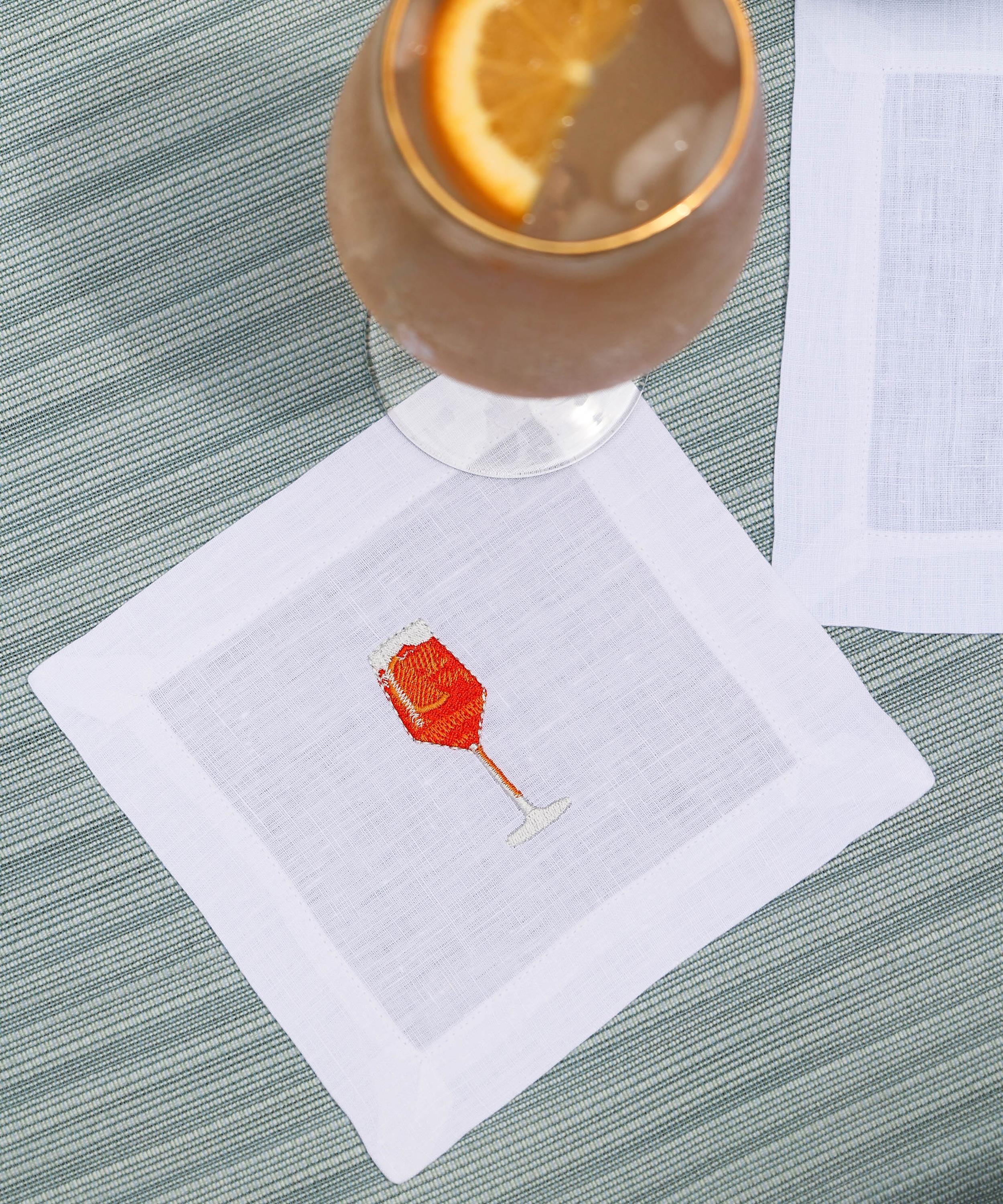 Lettermade - Aperol Spritz Linen Cocktail Napkins Set of Four image number 2