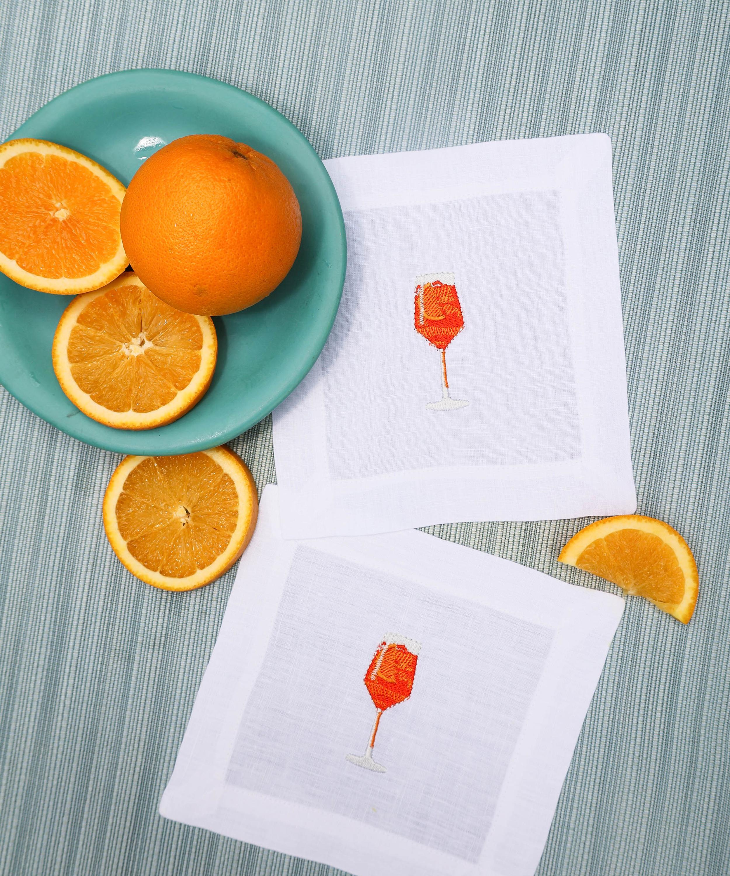 Lettermade - Aperol Spritz Linen Cocktail Napkins Set of Four image number 3