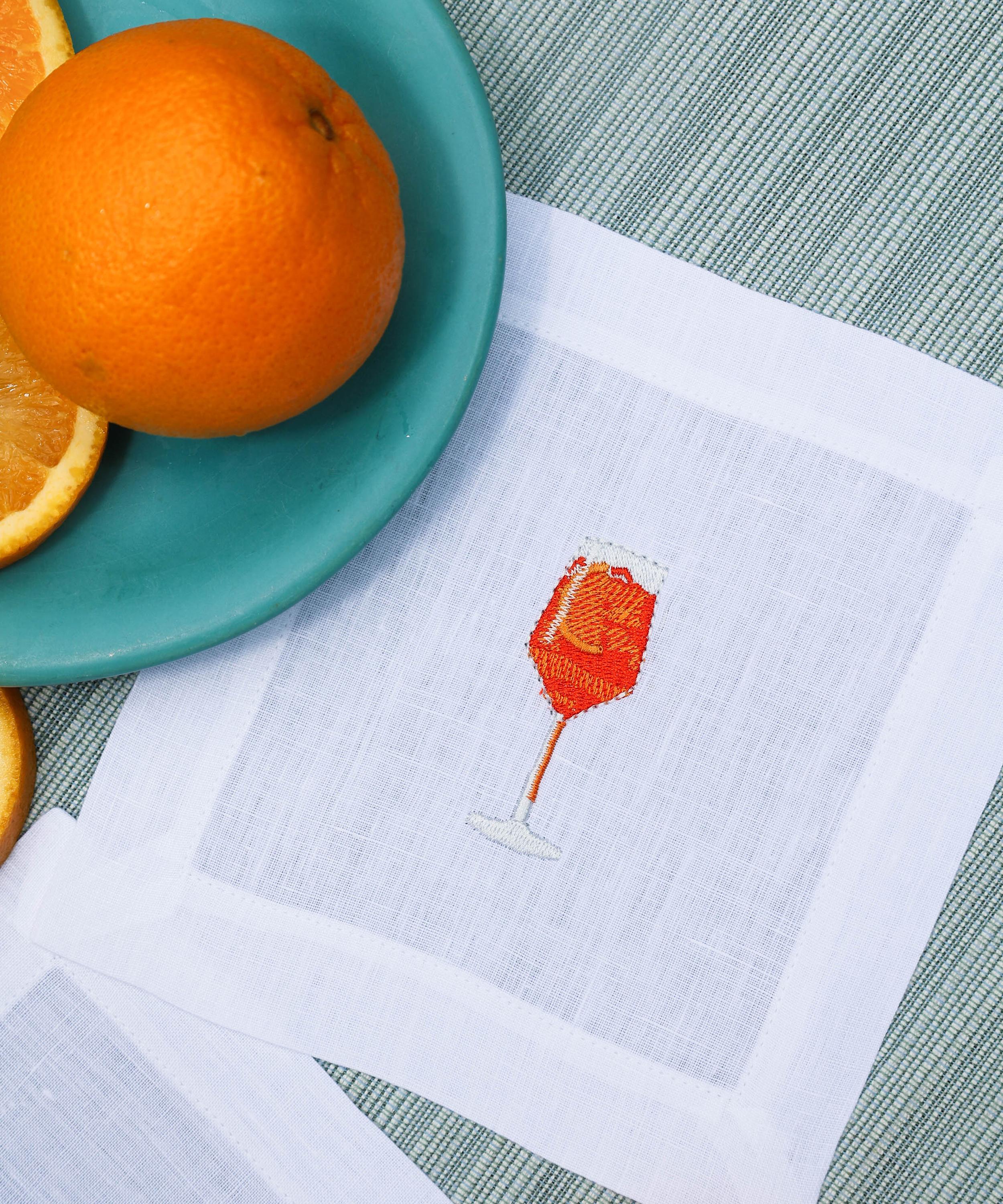 Lettermade - Aperol Spritz Linen Cocktail Napkins Set of Four image number 4
