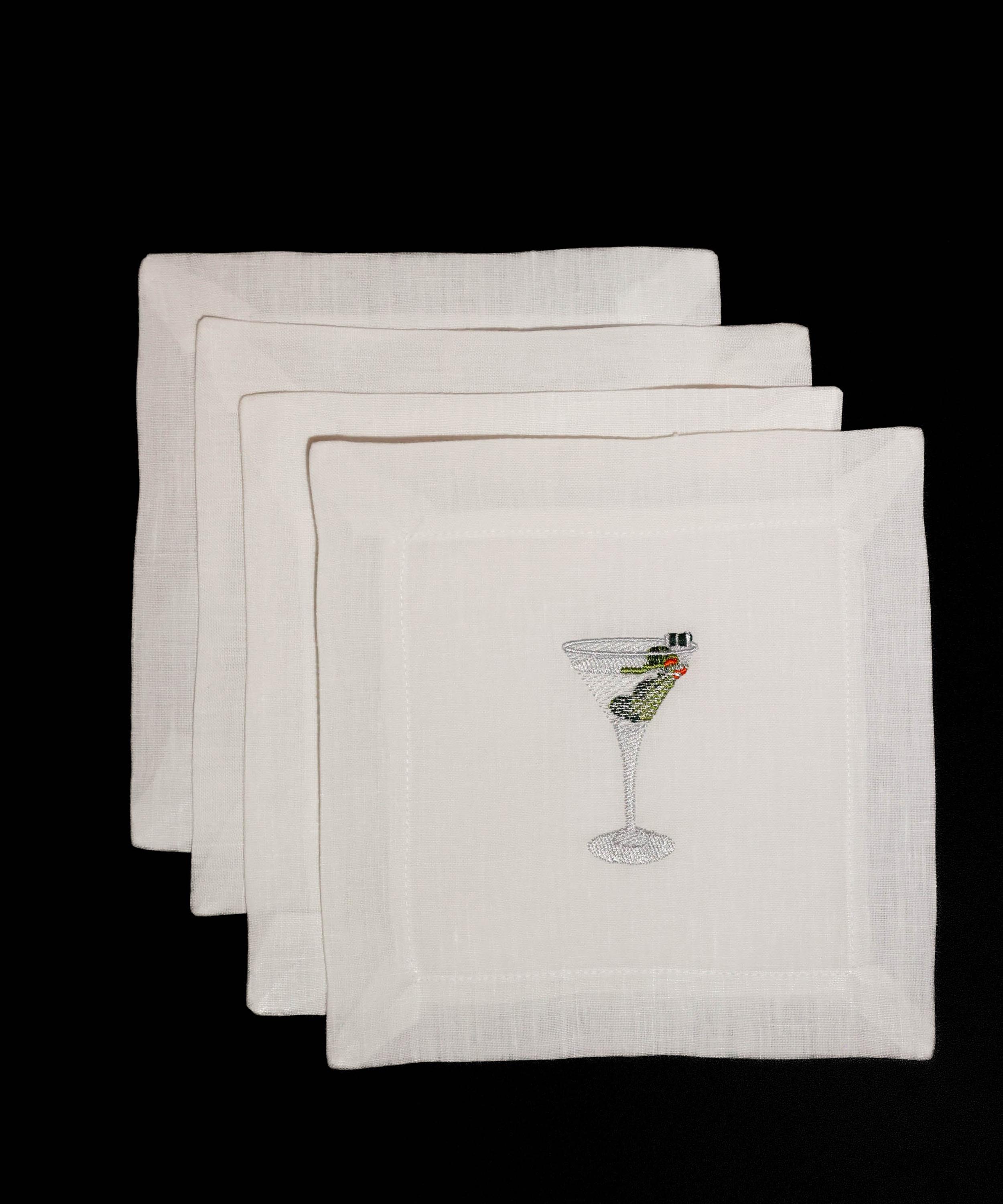 Lettermade - Martini Linen Cocktail Napkins Set of Four image number 1