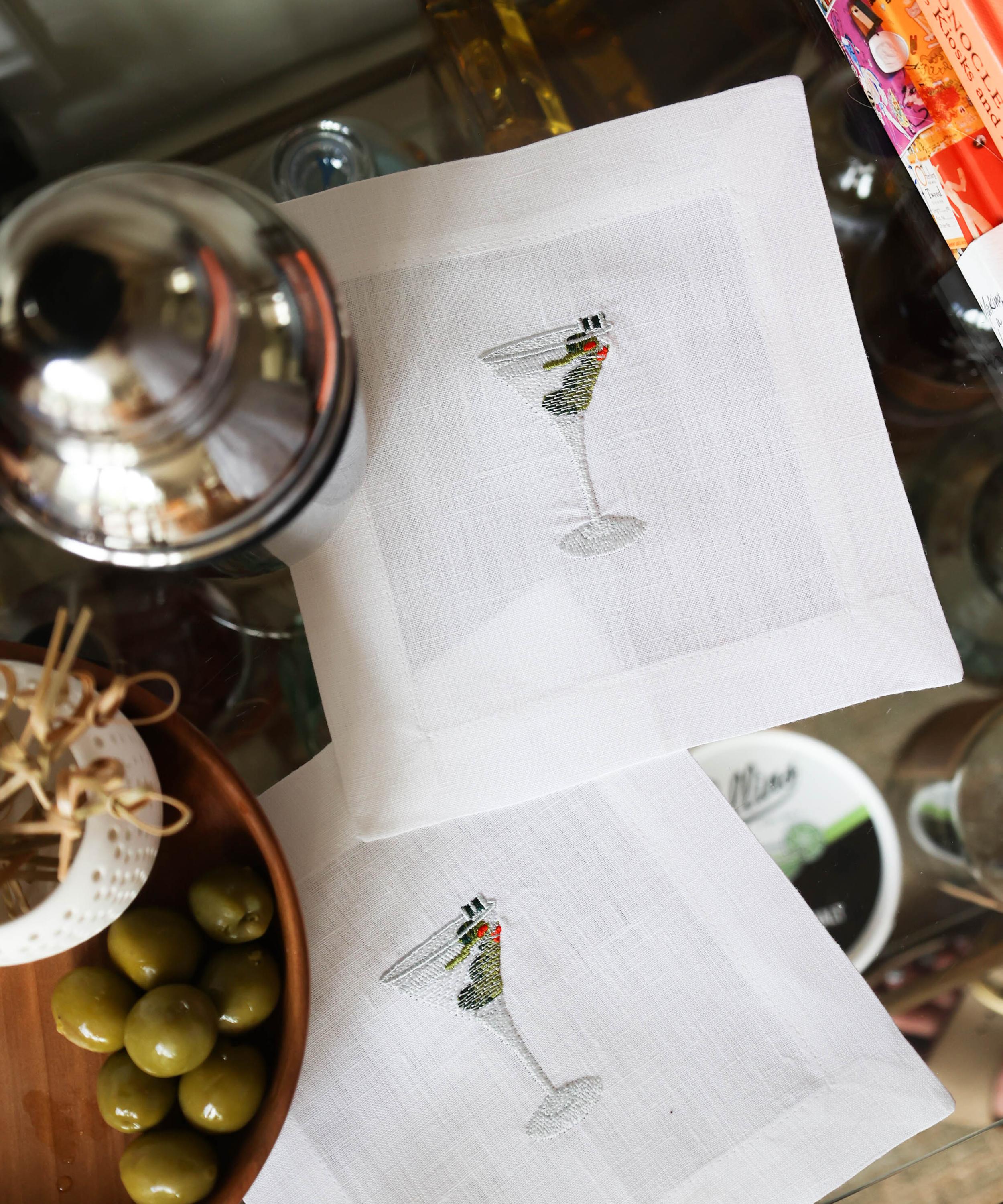 Lettermade - Martini Linen Cocktail Napkins Set of Four image number 2