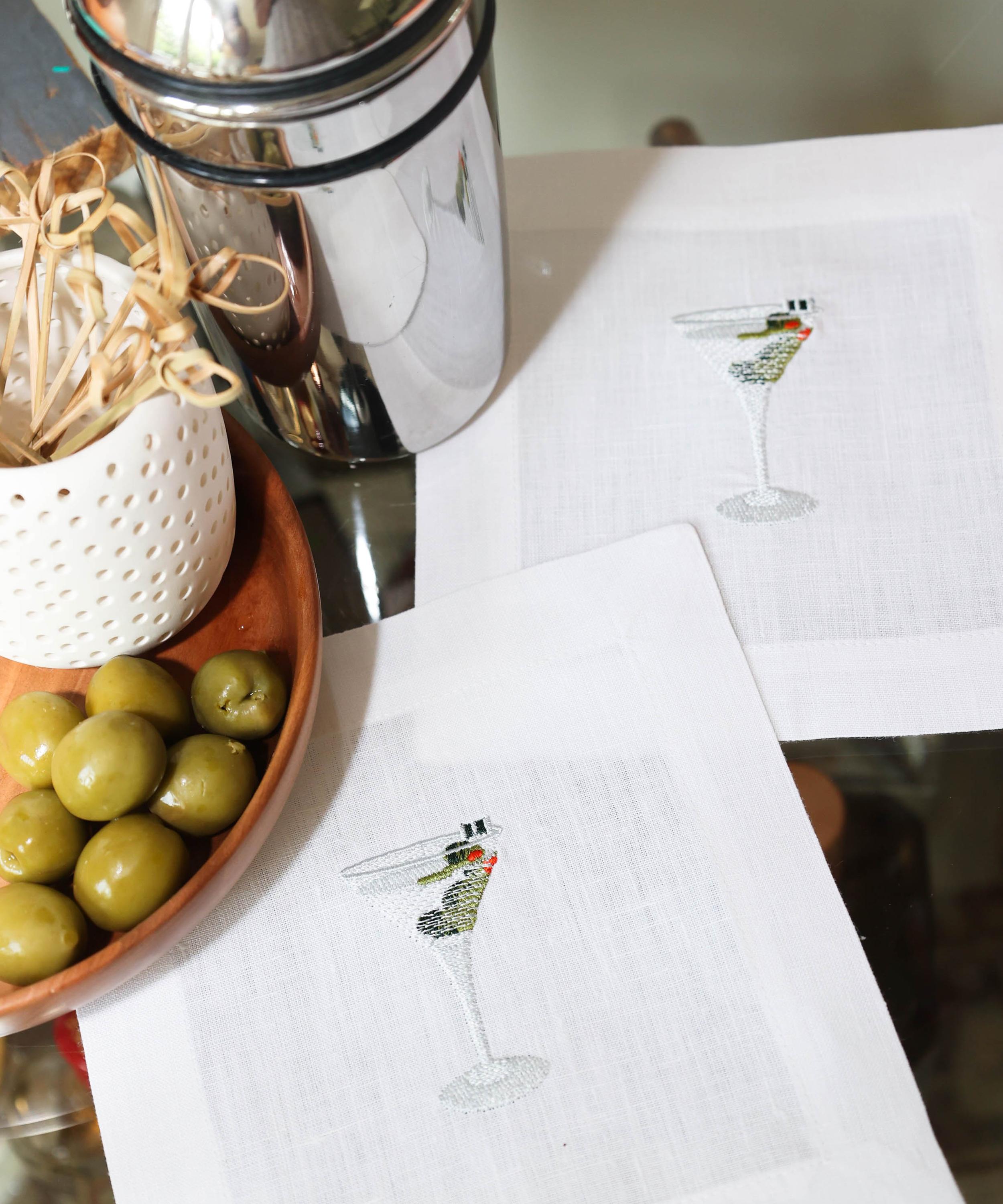 Lettermade - Martini Linen Cocktail Napkins Set of Four image number 3