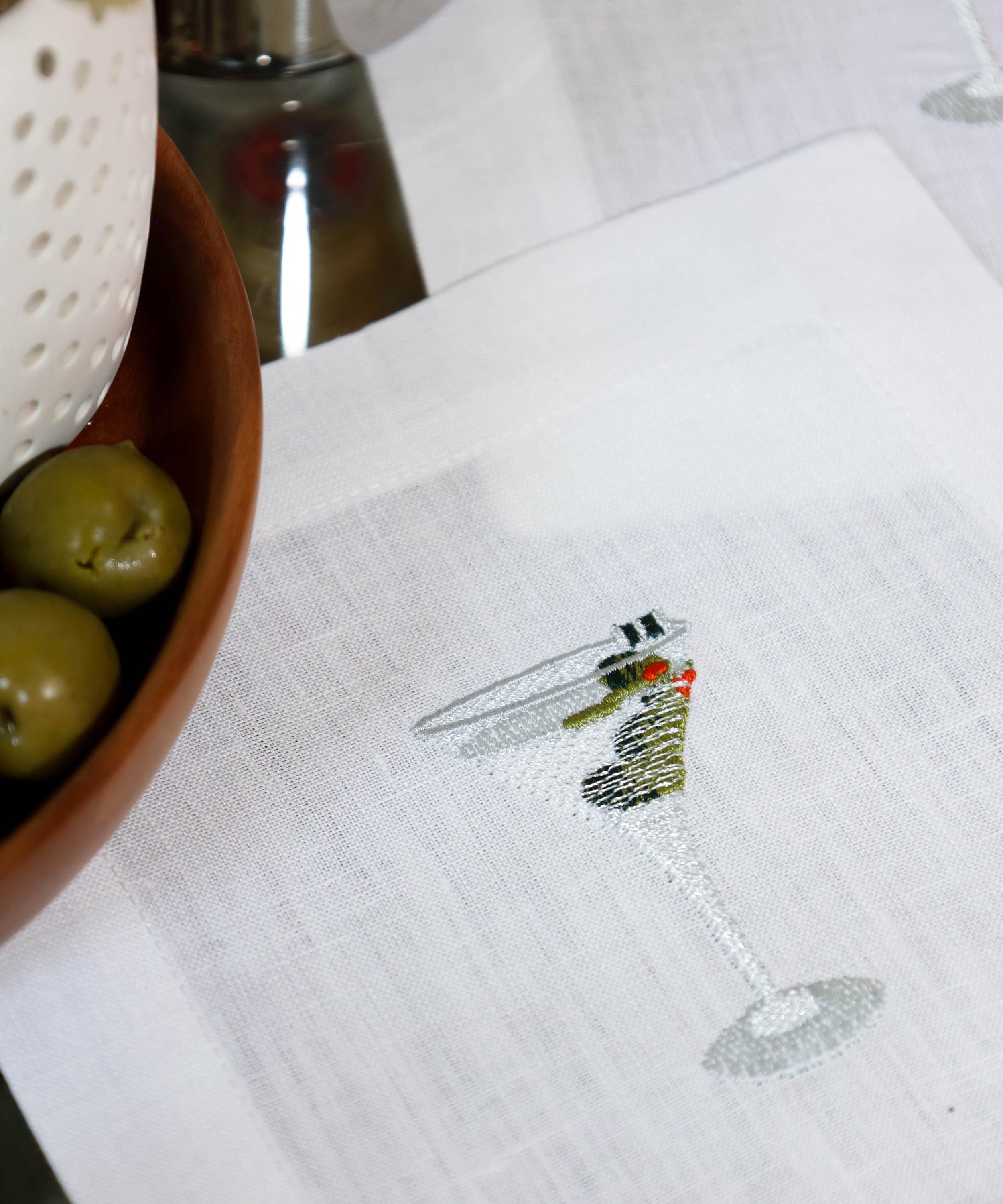 Lettermade - Martini Linen Cocktail Napkins Set of Four image number 4
