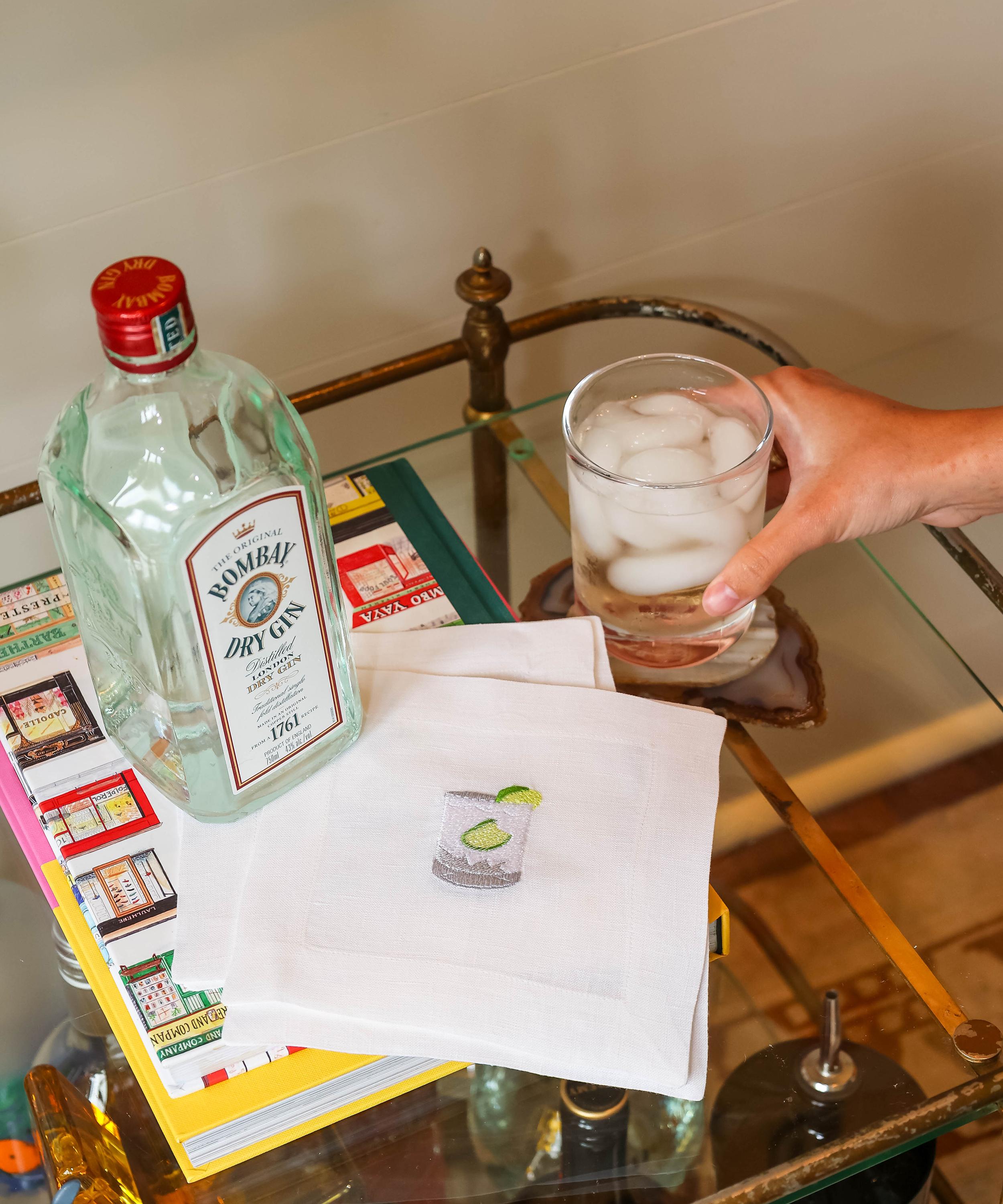 Lettermade - Gin and Tonic Linen Cocktail Napkins Set of Four image number 2