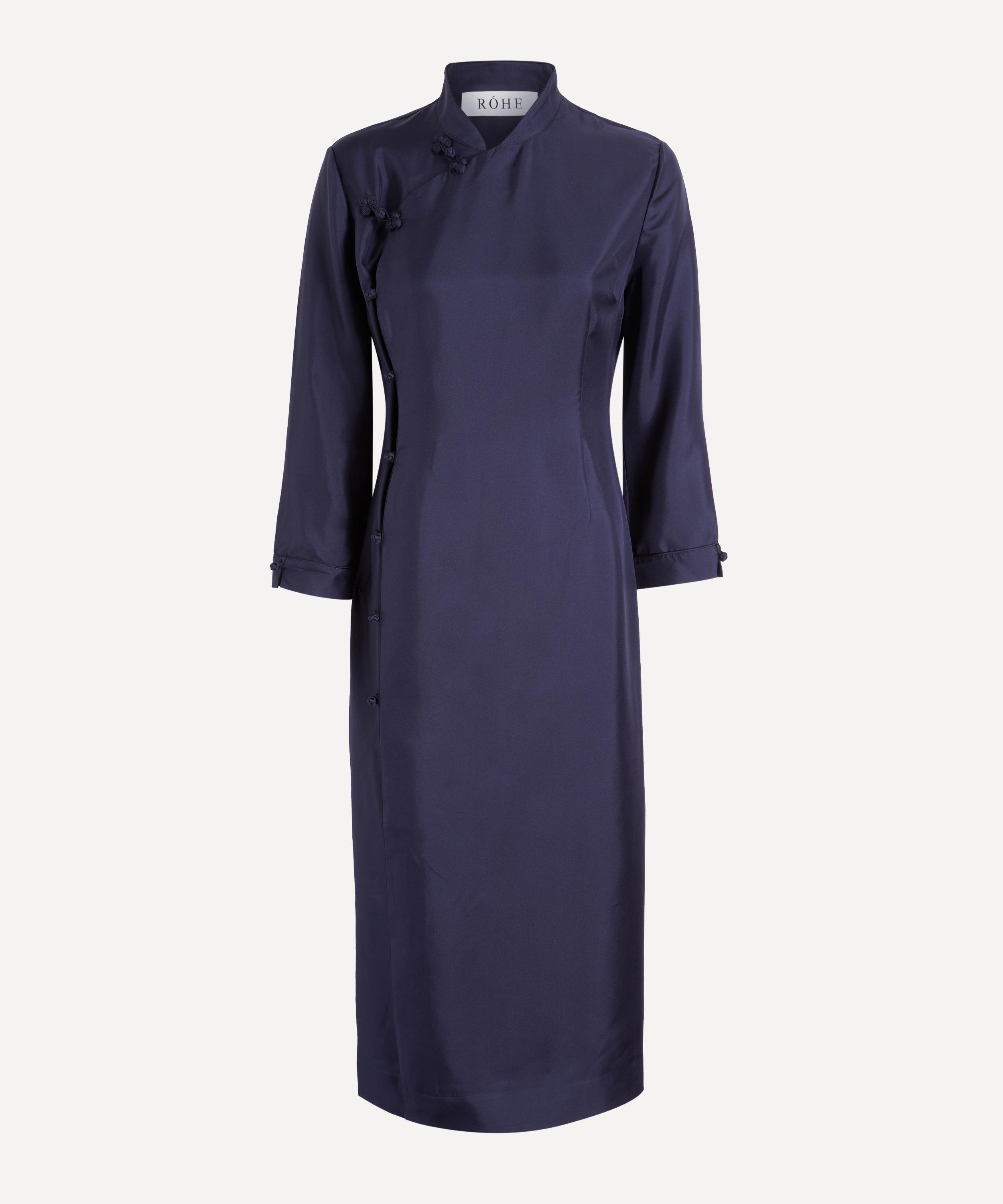 R&oacute;he - Navy Pankou Closure Silk Dress image number 0