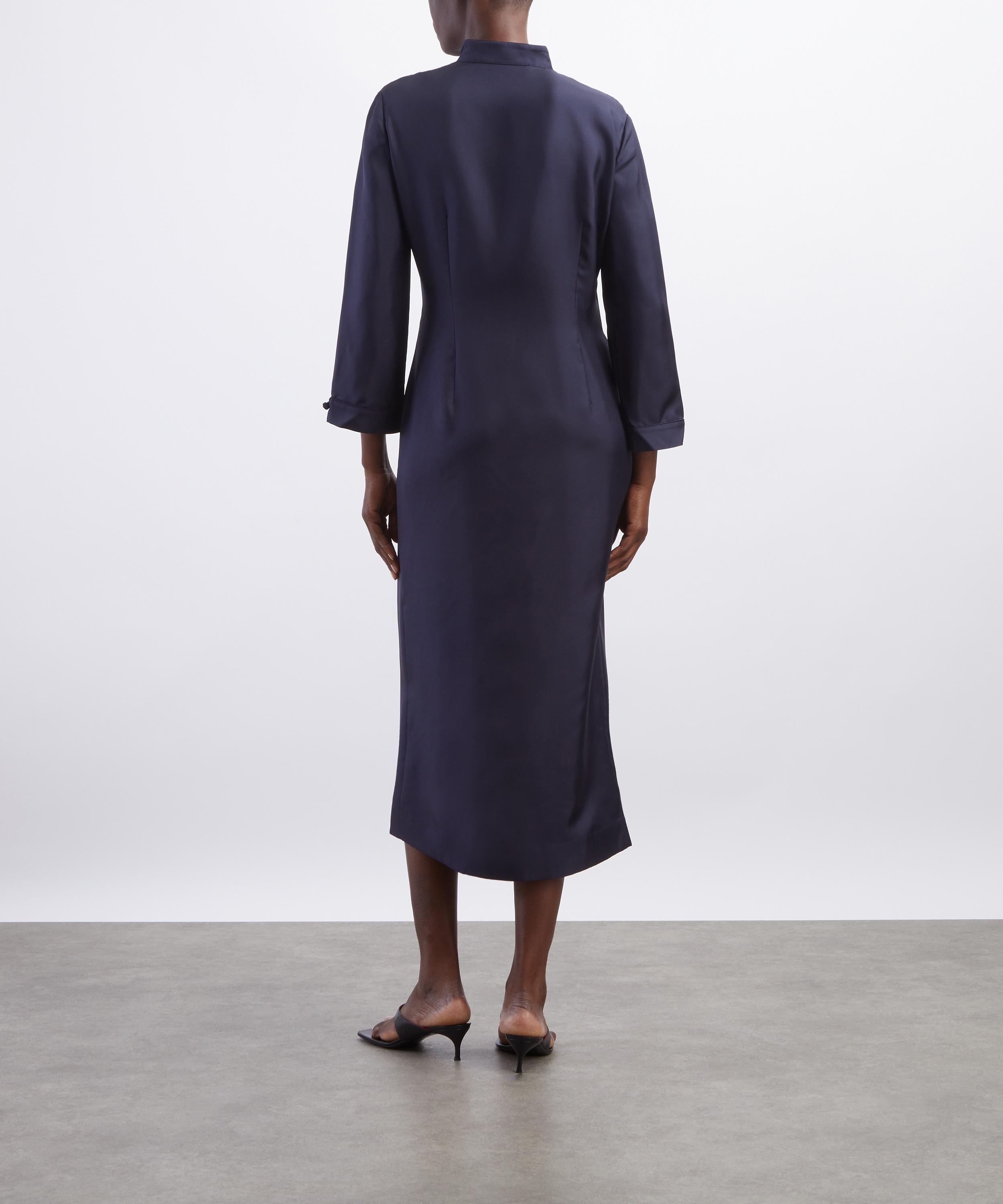 R&oacute;he - Navy Pankou Closure Silk Dress image number 3