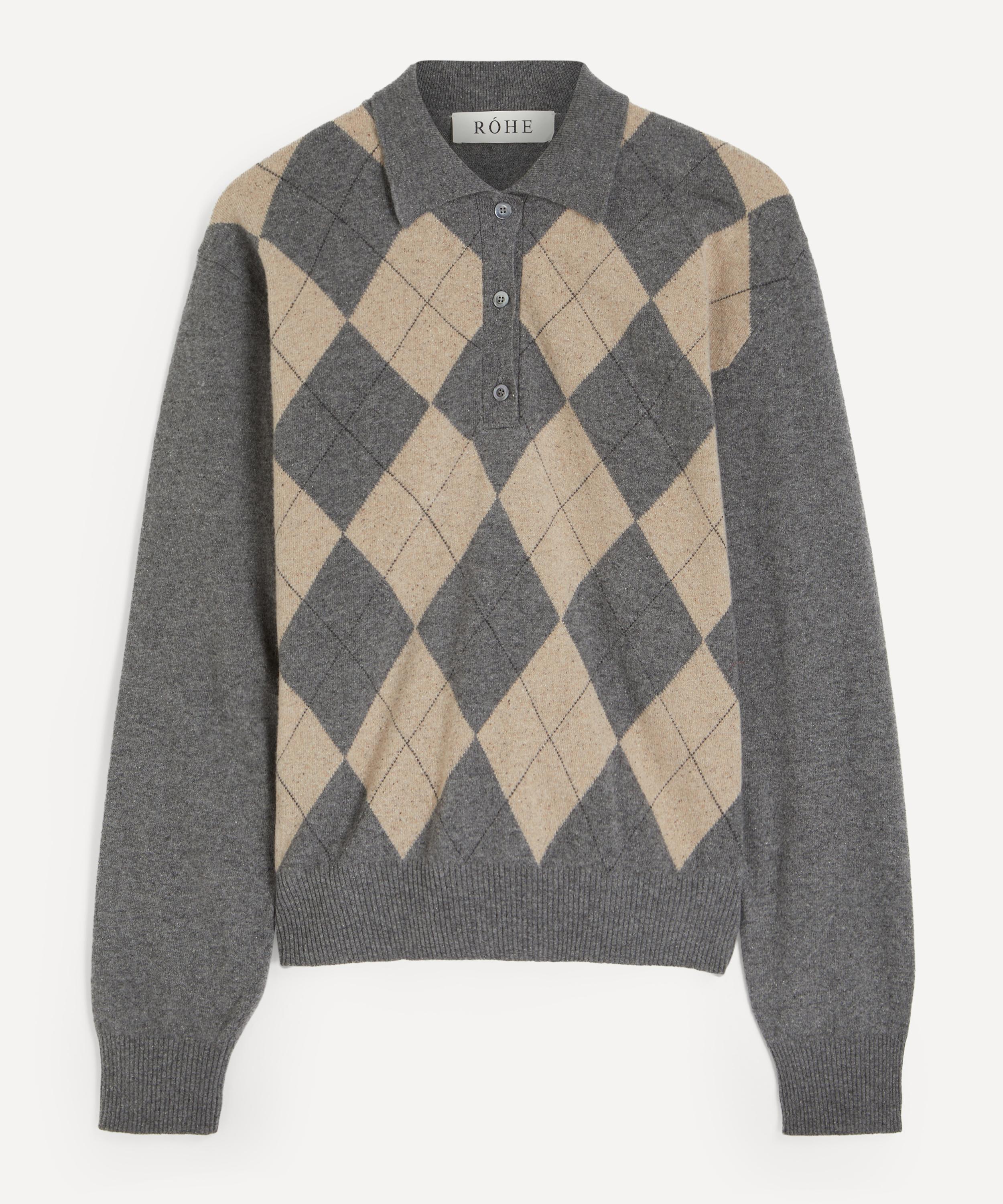 R&oacute;he - Compact Knitted Check Polo image number 0