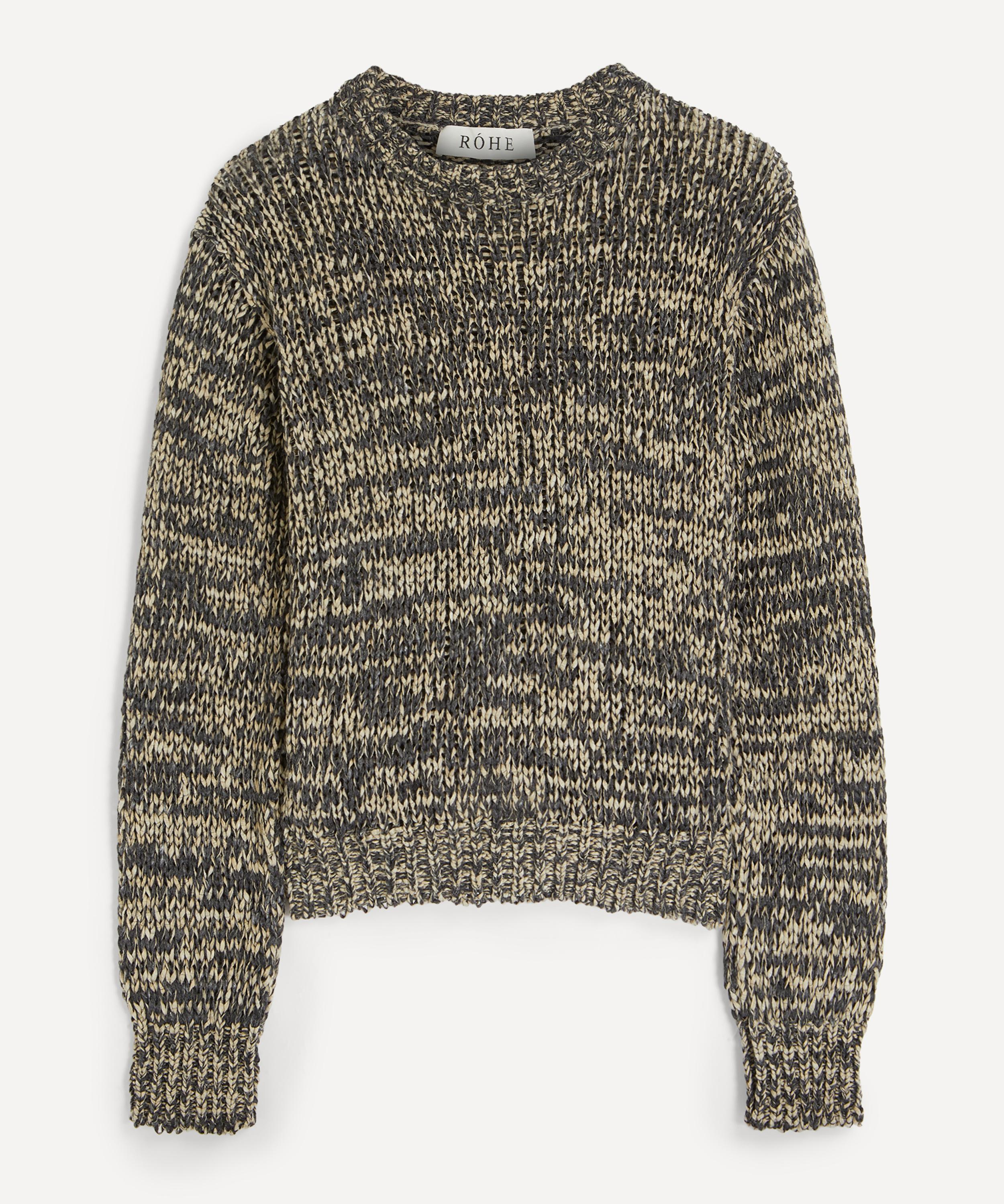 R&oacute;he - Anthracite Fitted Mouline Crew-Neck Jumper image number 0