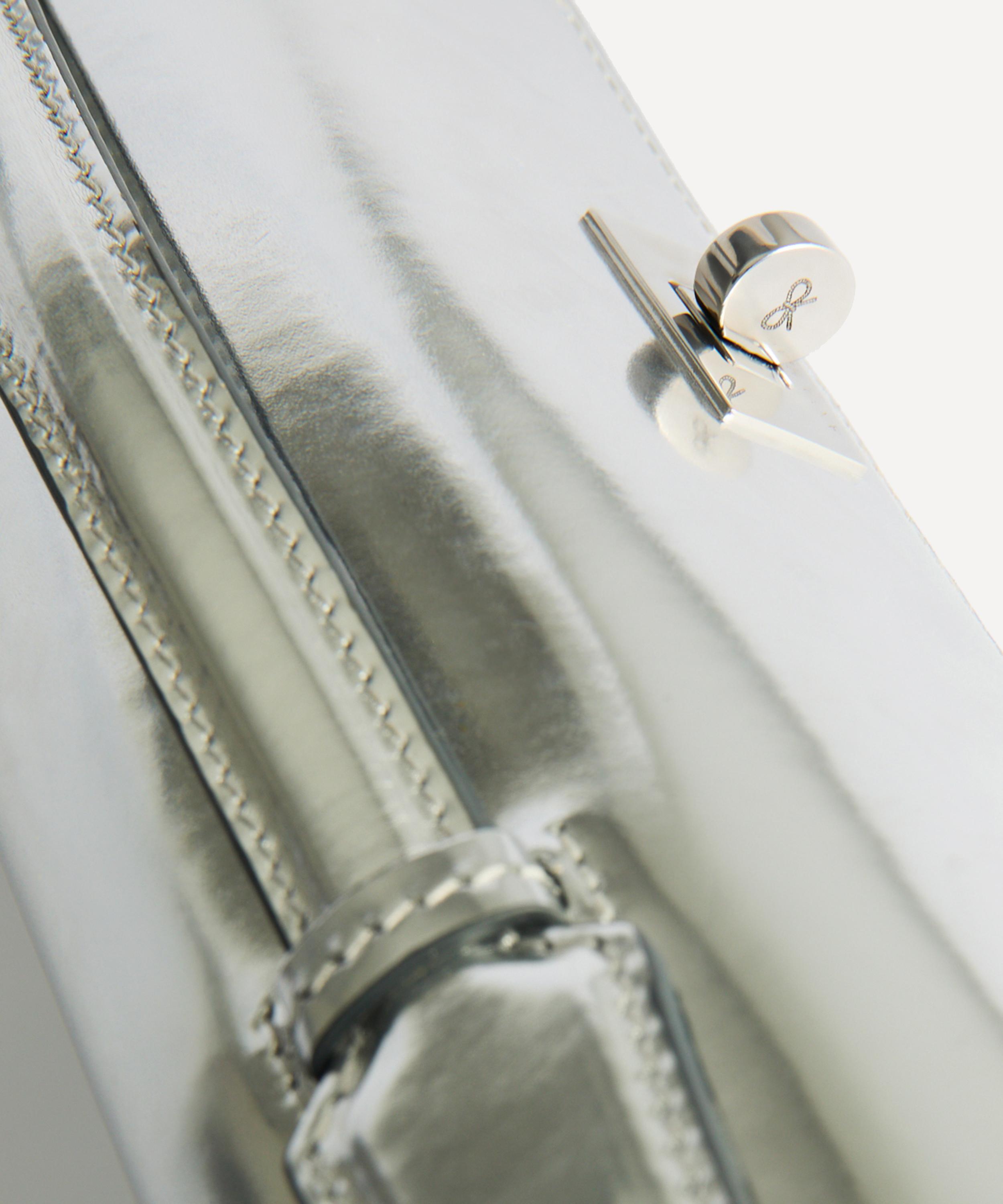 Anya Hindmarch - Mortimer Silver Leather Clutch Bag image number 6