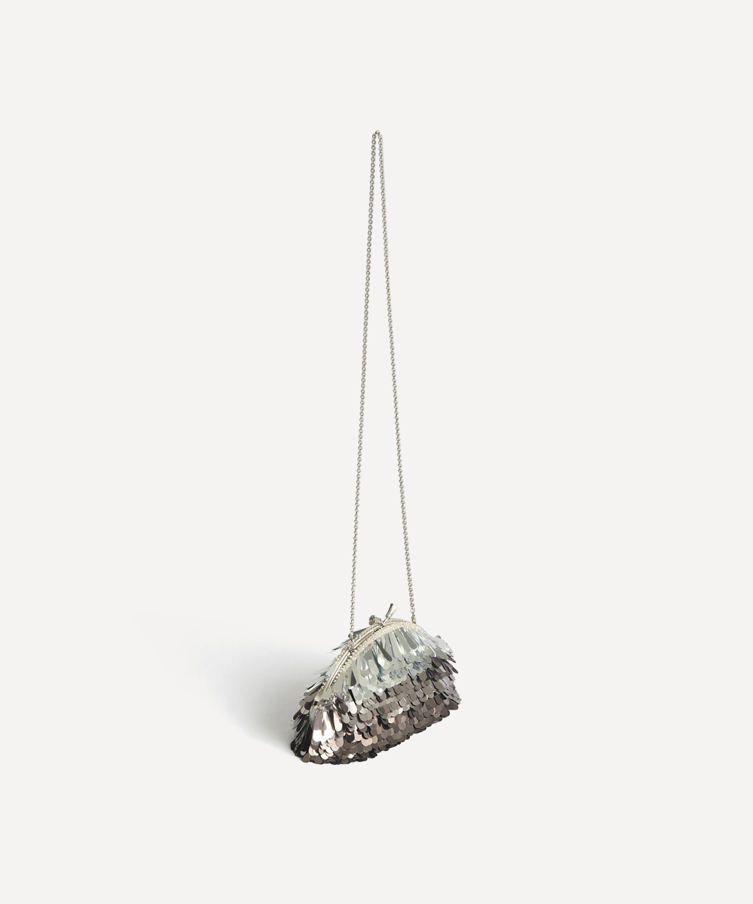 Anya Hindmarch - Eyes Silver Satin Clutch Bag image number 1