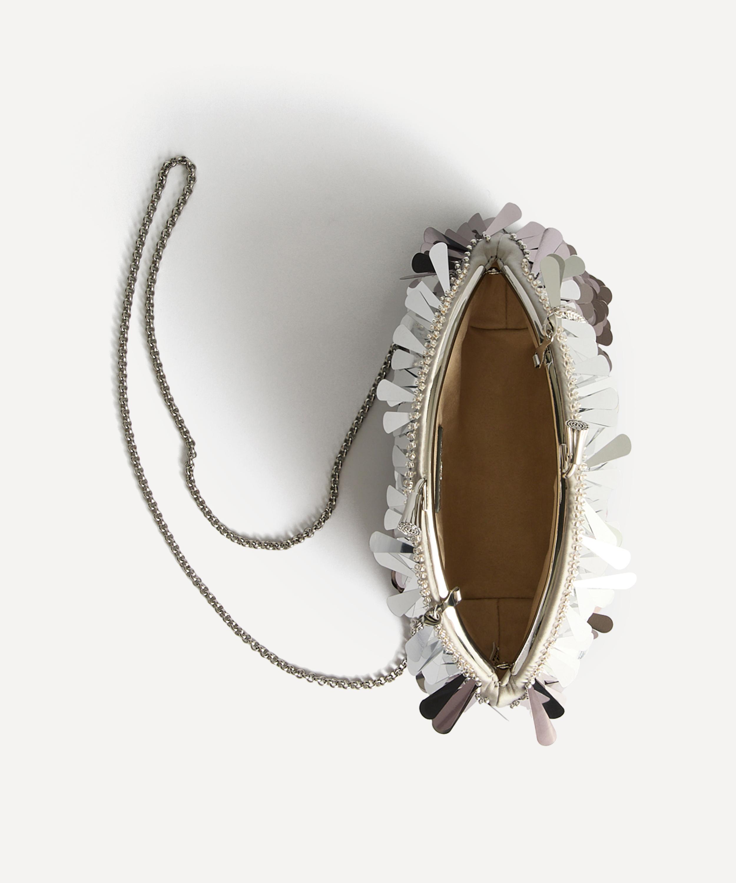 Anya Hindmarch - Eyes Silver Satin Clutch Bag image number 3