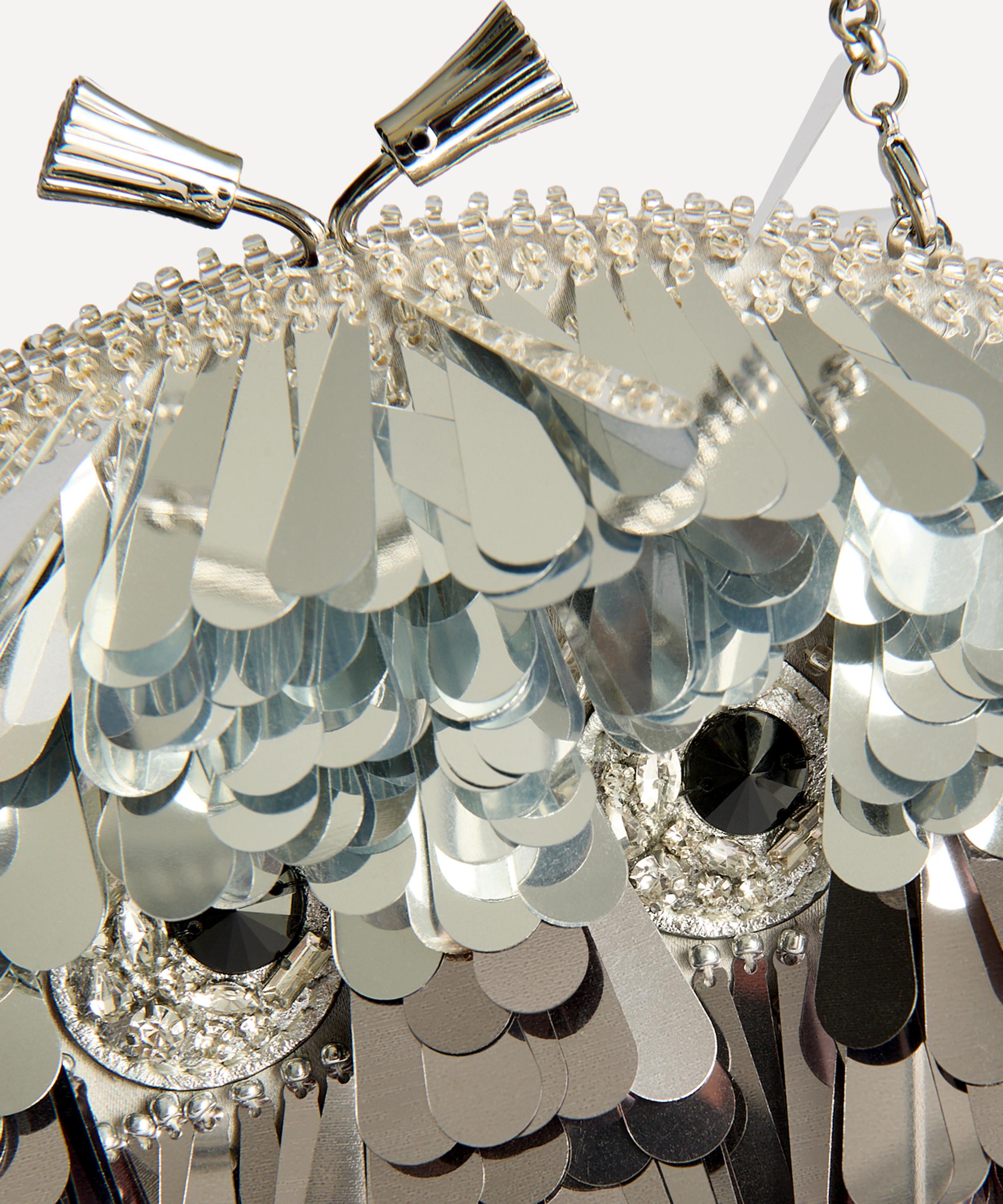 Anya Hindmarch - Eyes Silver Satin Clutch Bag image number 4