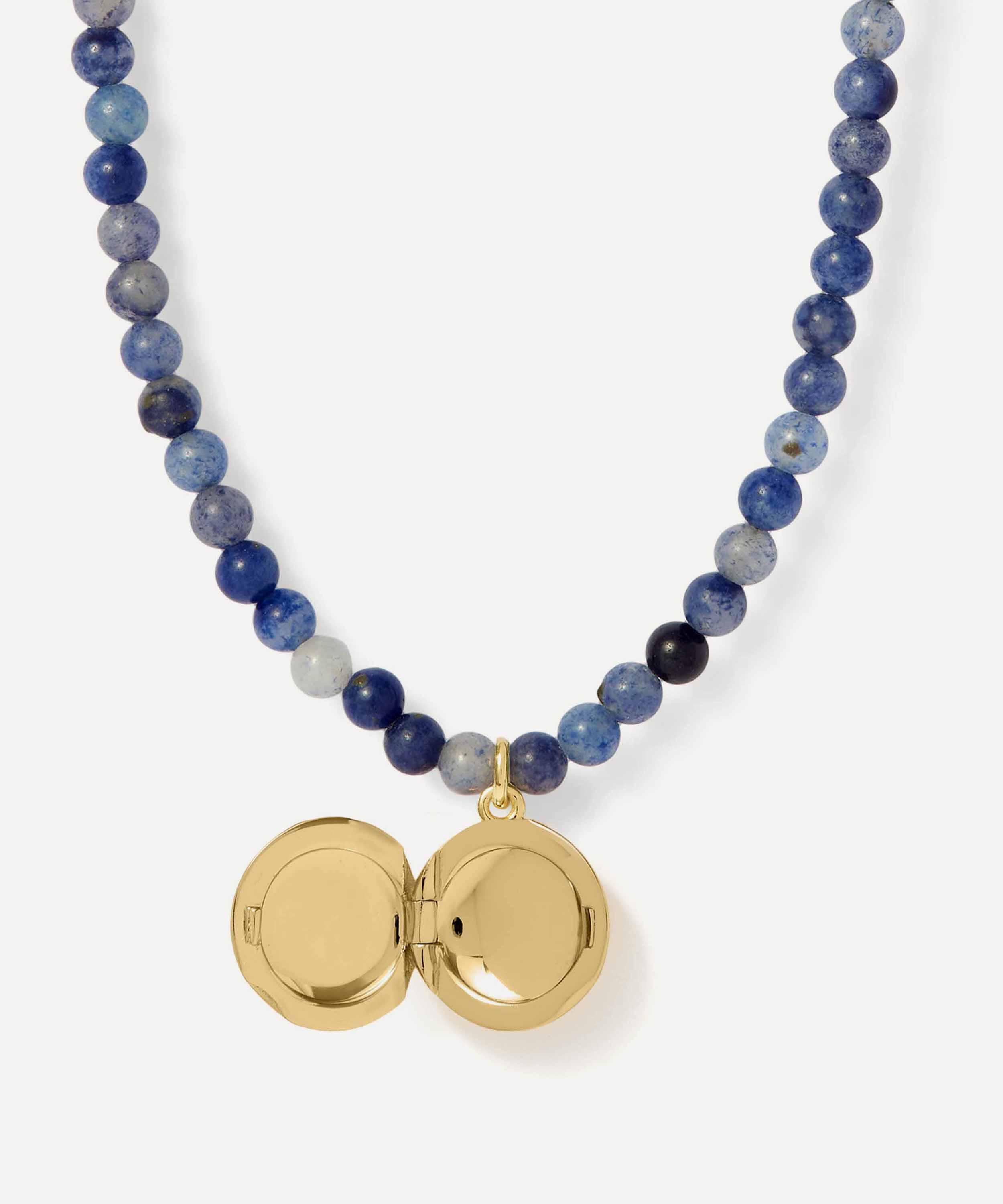 Astley Clarke - 18ct Gold-Plated Vermeil Silver Mini Biography Blue Aventurine Locket Necklace image number 2