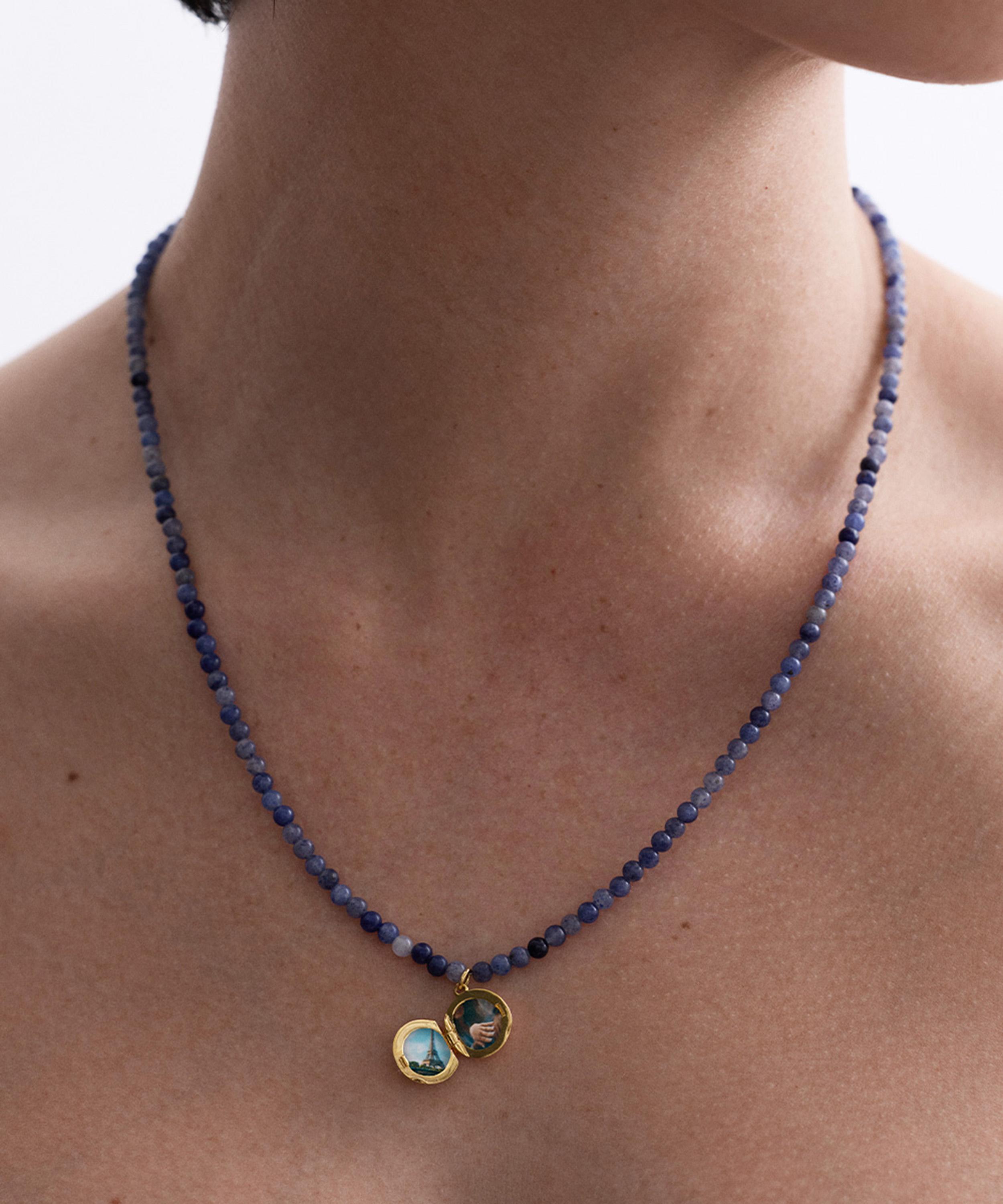 Astley Clarke - 18ct Gold-Plated Vermeil Silver Mini Biography Blue Aventurine Locket Necklace image number 3