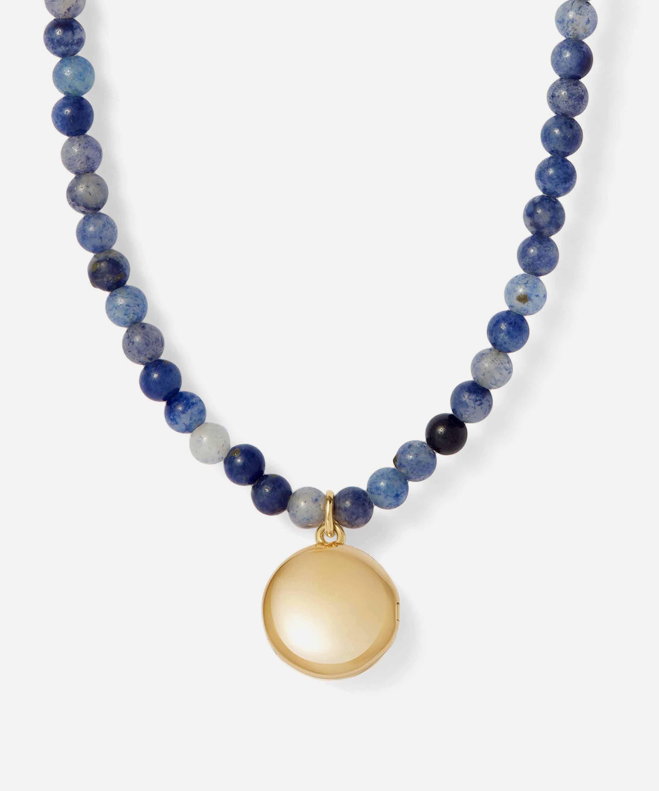 Astley Clarke - 18ct Gold-Plated Vermeil Silver Mini Biography Blue Aventurine Locket Necklace image number 4