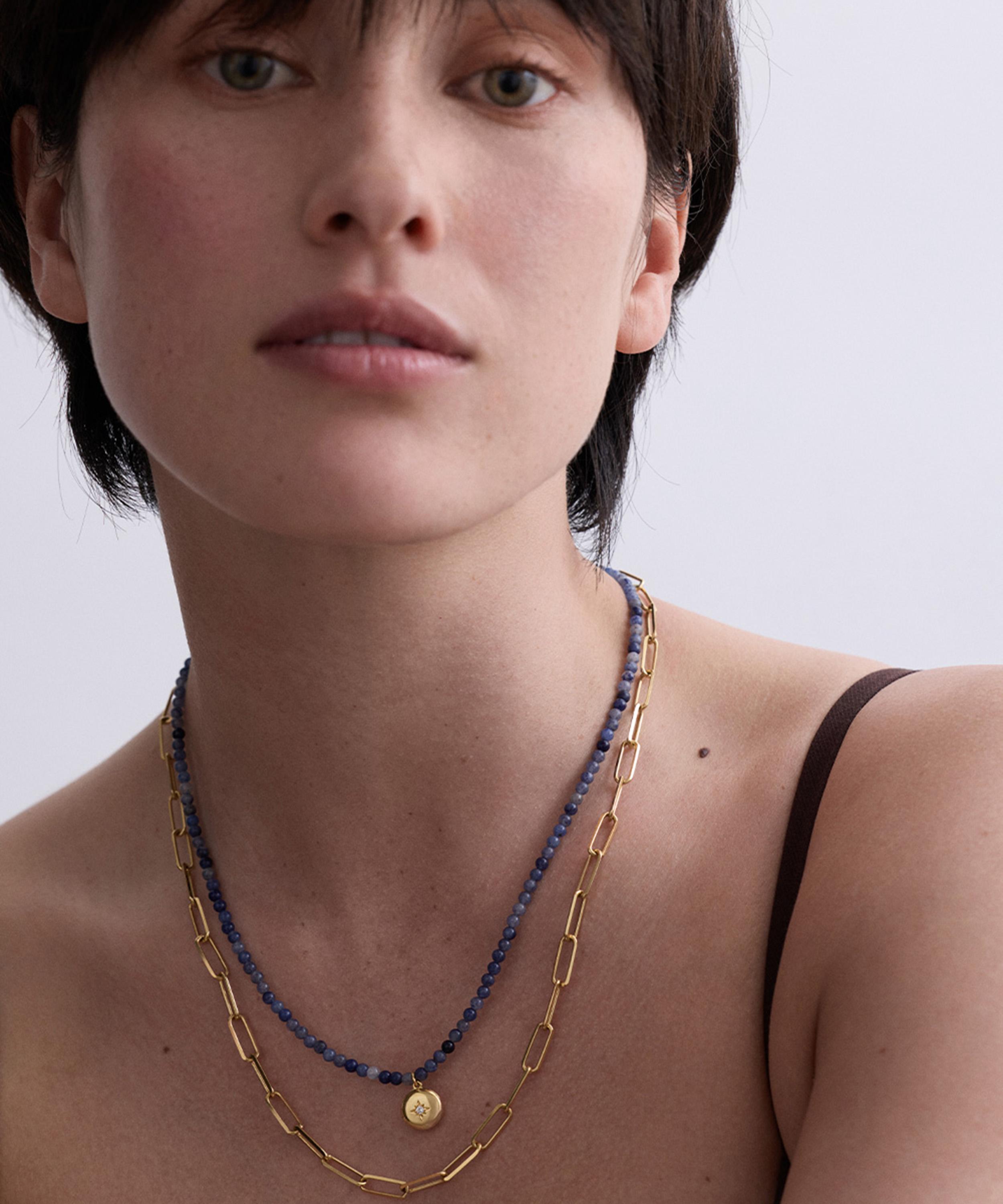Astley Clarke - 18ct Gold-Plated Vermeil Silver Mini Biography Blue Aventurine Locket Necklace image number 5