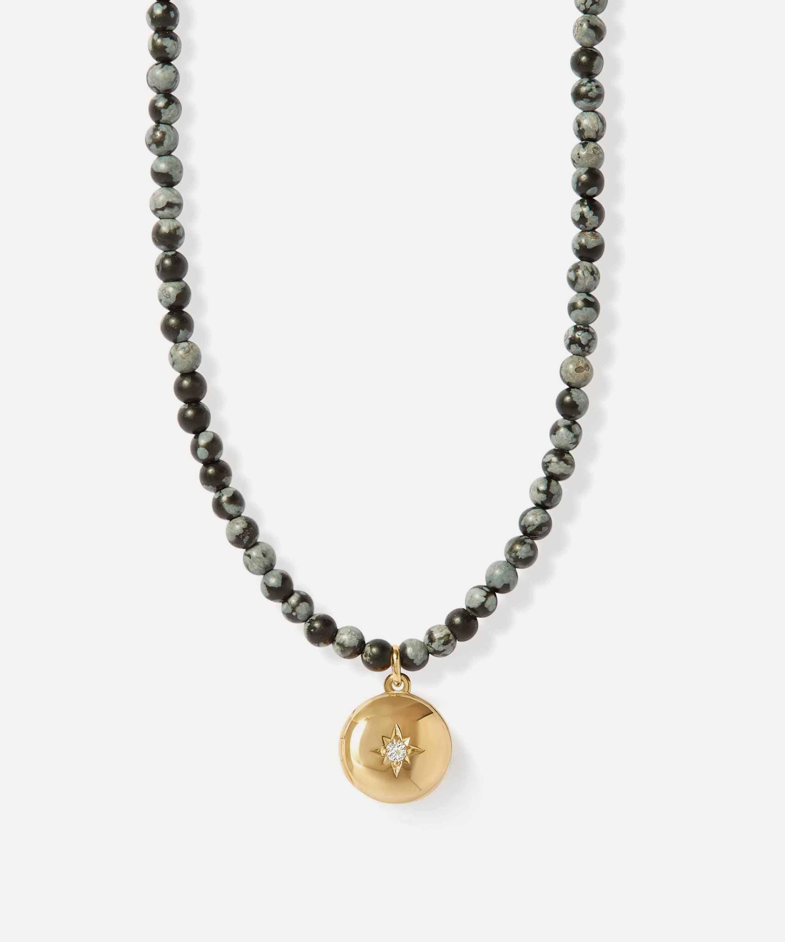Astley Clarke - 18ct Gold-Plated Vermeil Silver Mini Biography Snowflake Obsidian Locket Necklace