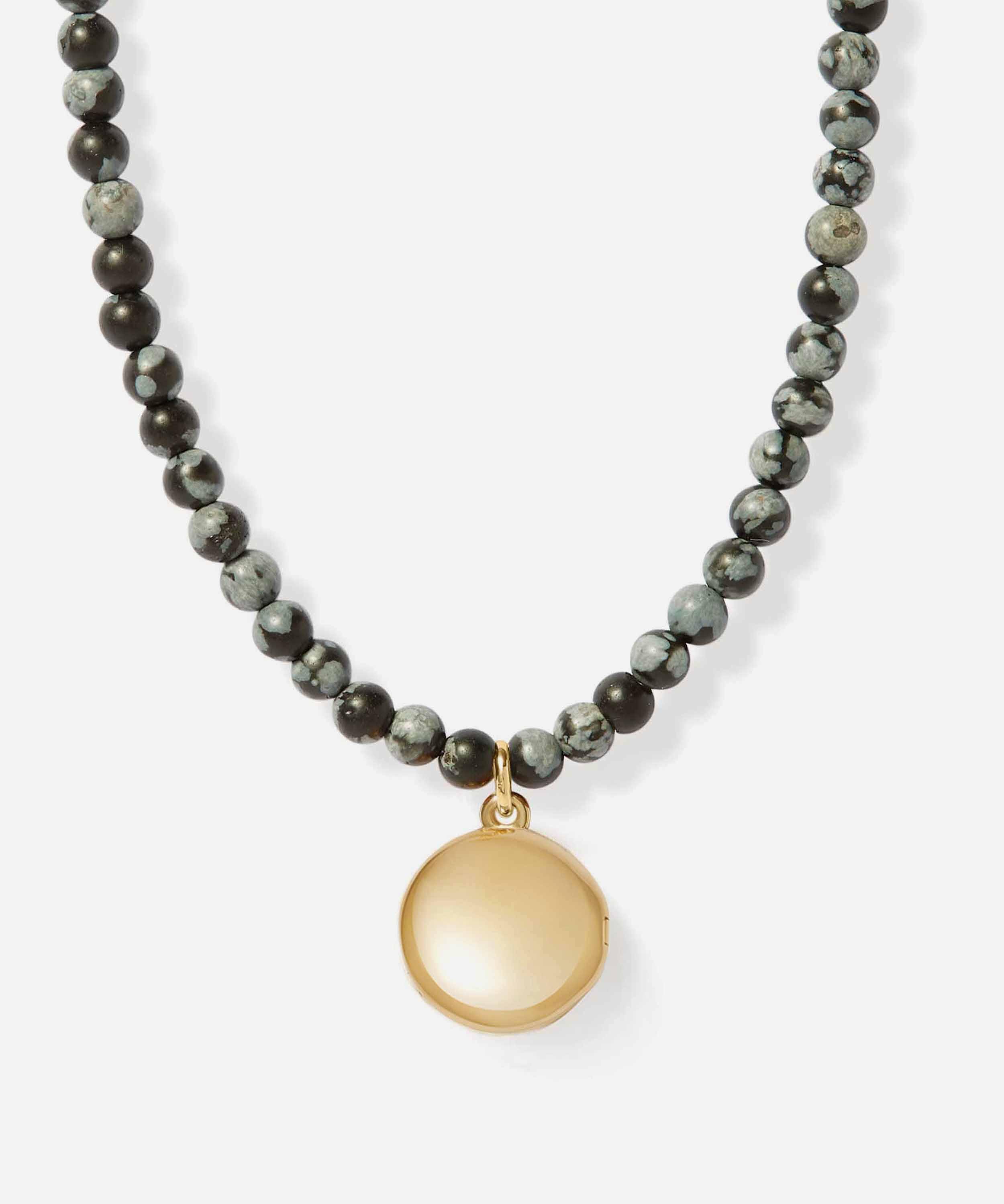 Astley Clarke - 18ct Gold-Plated Vermeil Silver Mini Biography Snowflake Obsidian Locket Necklace image number 4