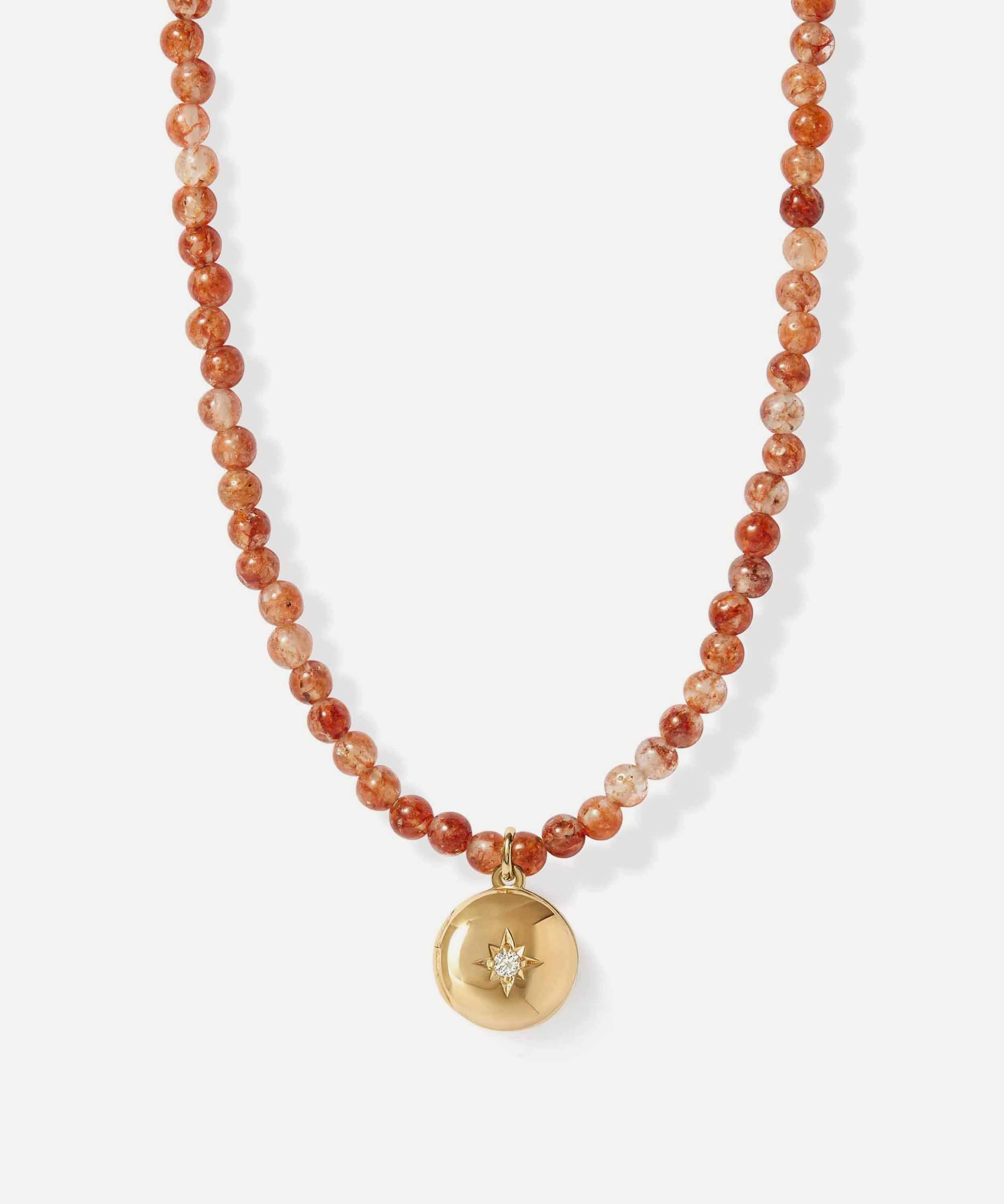 Astley Clarke - 18ct Gold-Plated Vermeil Silver Mini Biography Sun Agate Locket Necklace