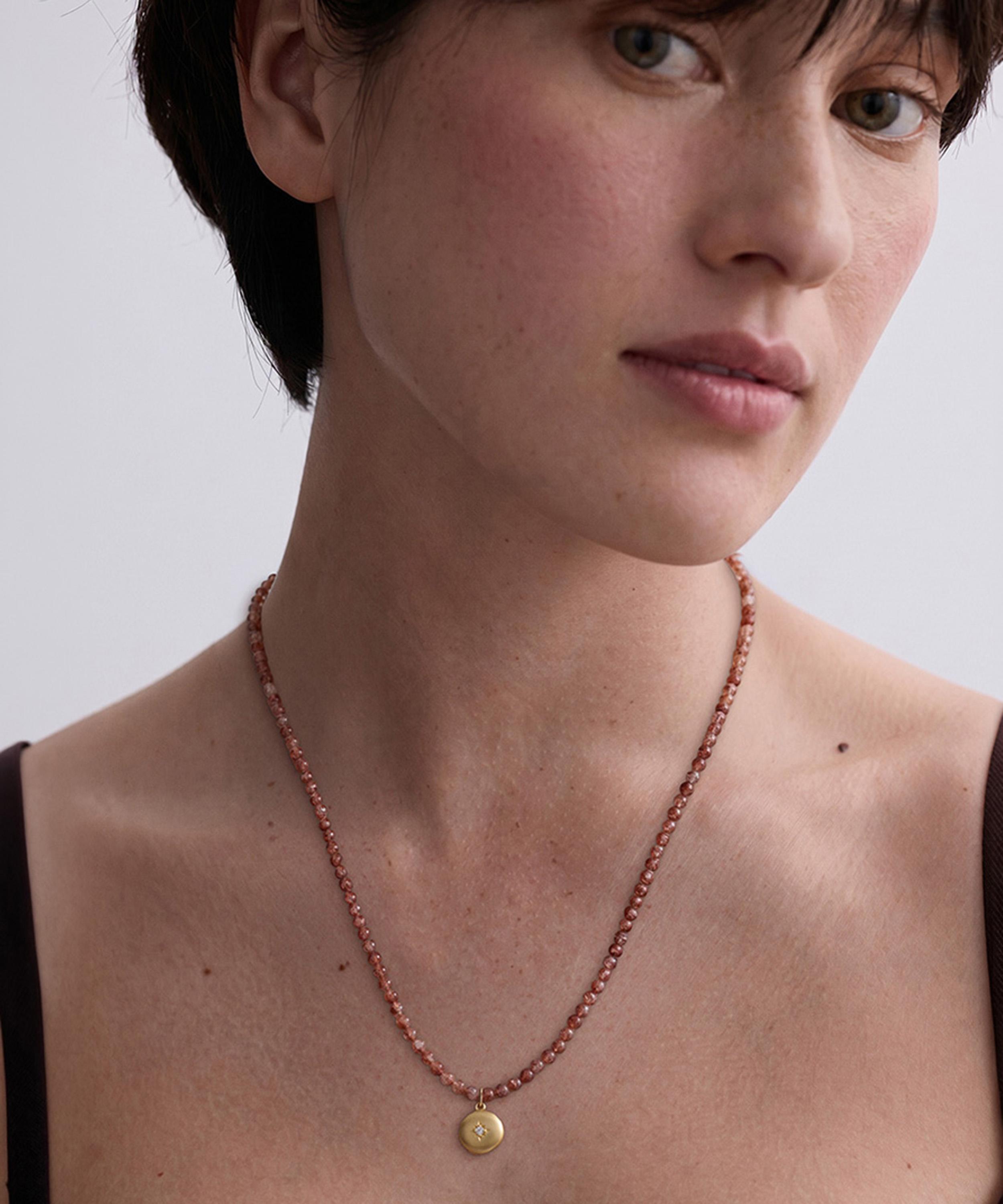 Astley Clarke - 18ct Gold-Plated Vermeil Silver Mini Biography Sun Agate Locket Necklace image number 1