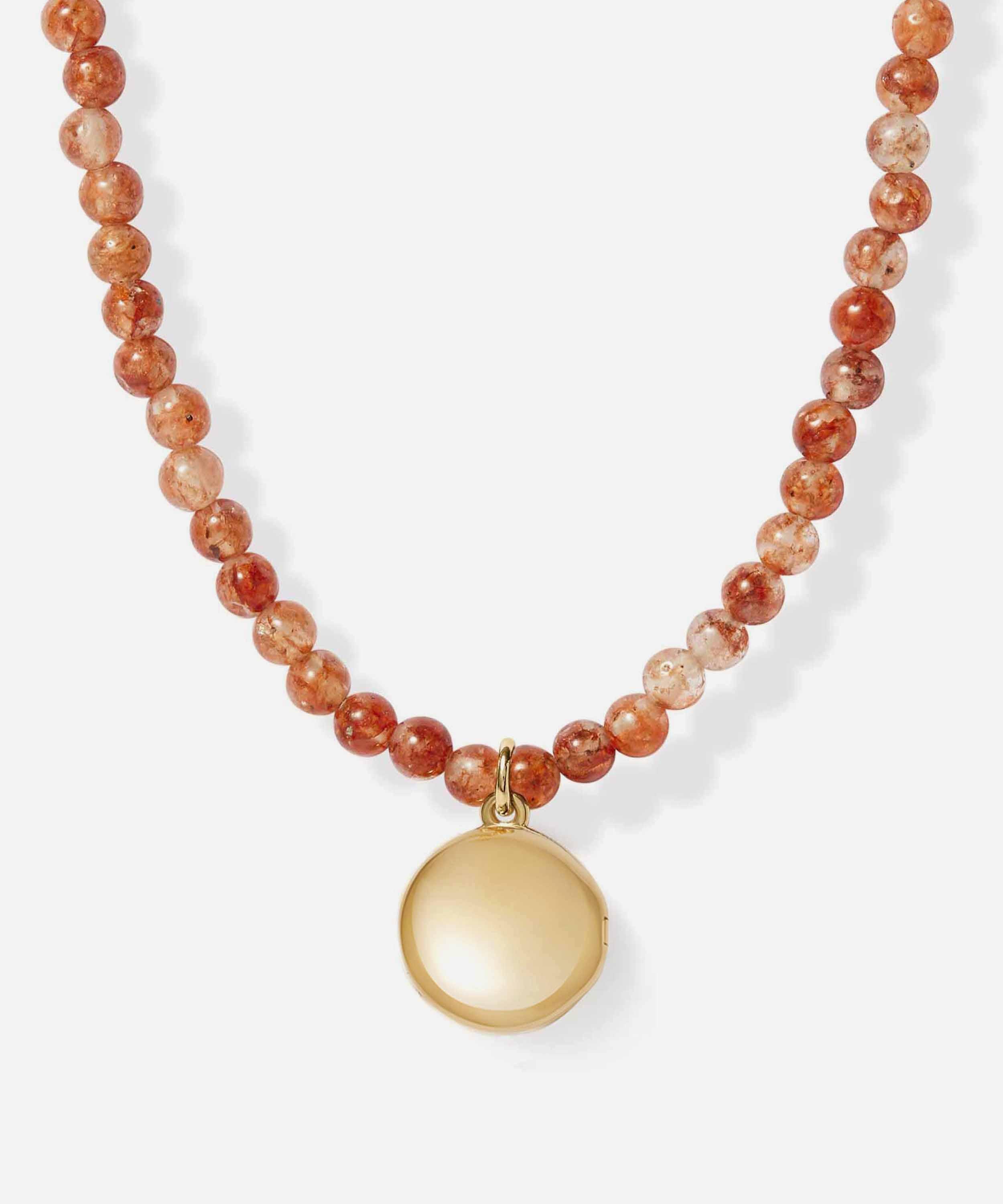 Astley Clarke - 18ct Gold-Plated Vermeil Silver Mini Biography Sun Agate Locket Necklace image number 4