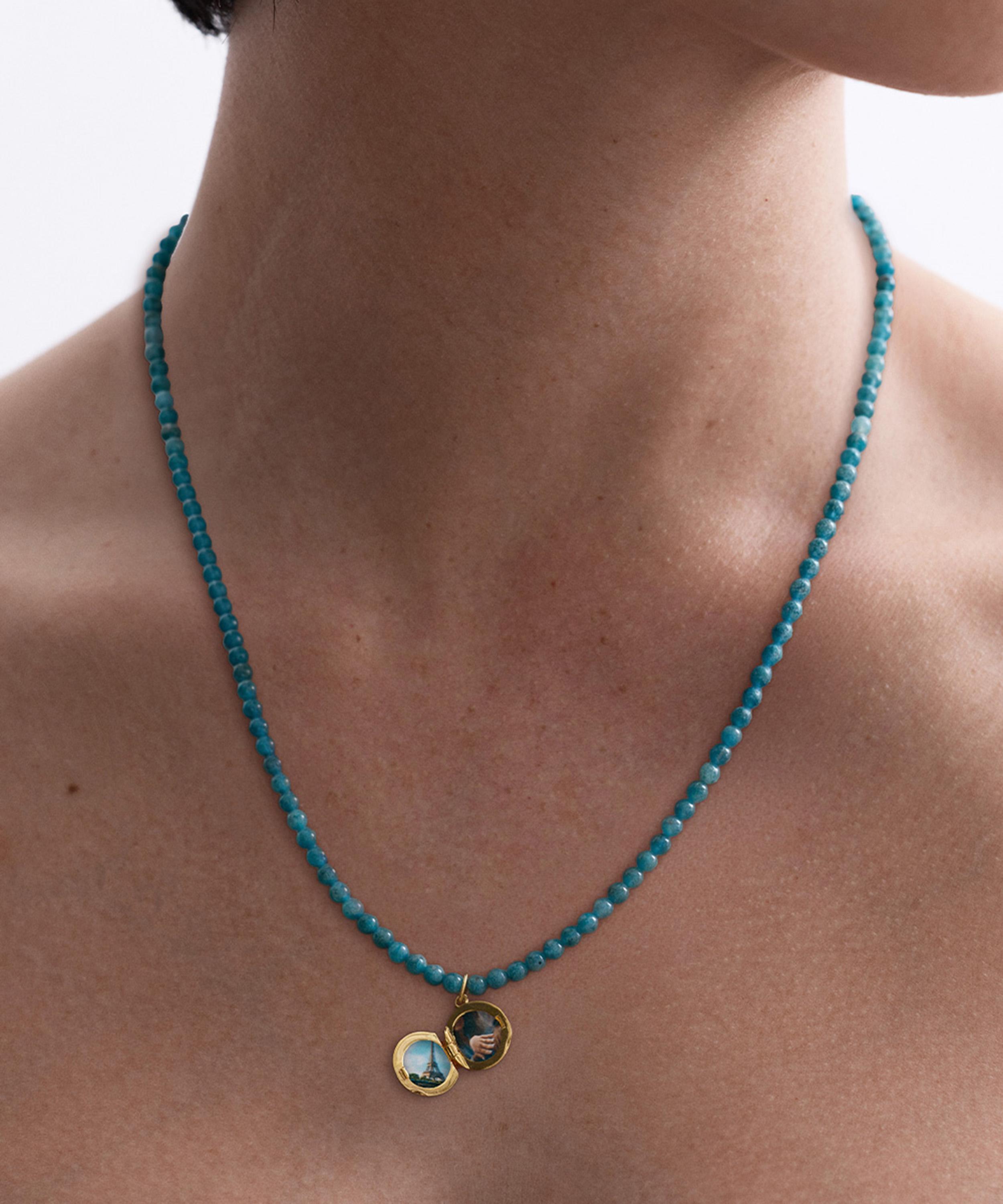 Astley Clarke - 18ct Gold-Plated Vermeil Silver Tiny Star Blue Apatite Locket Necklace image number 3
