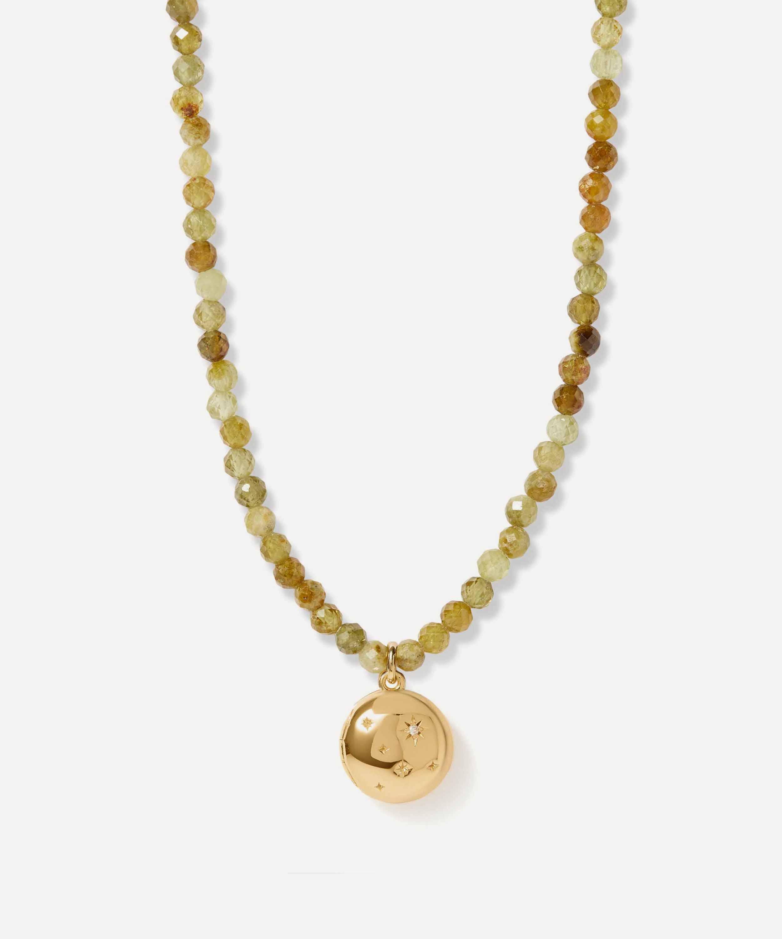 Astley Clarke - 18ct Gold-Plated Vermeil Silver Tiny Star Green Garnet Locket Necklace