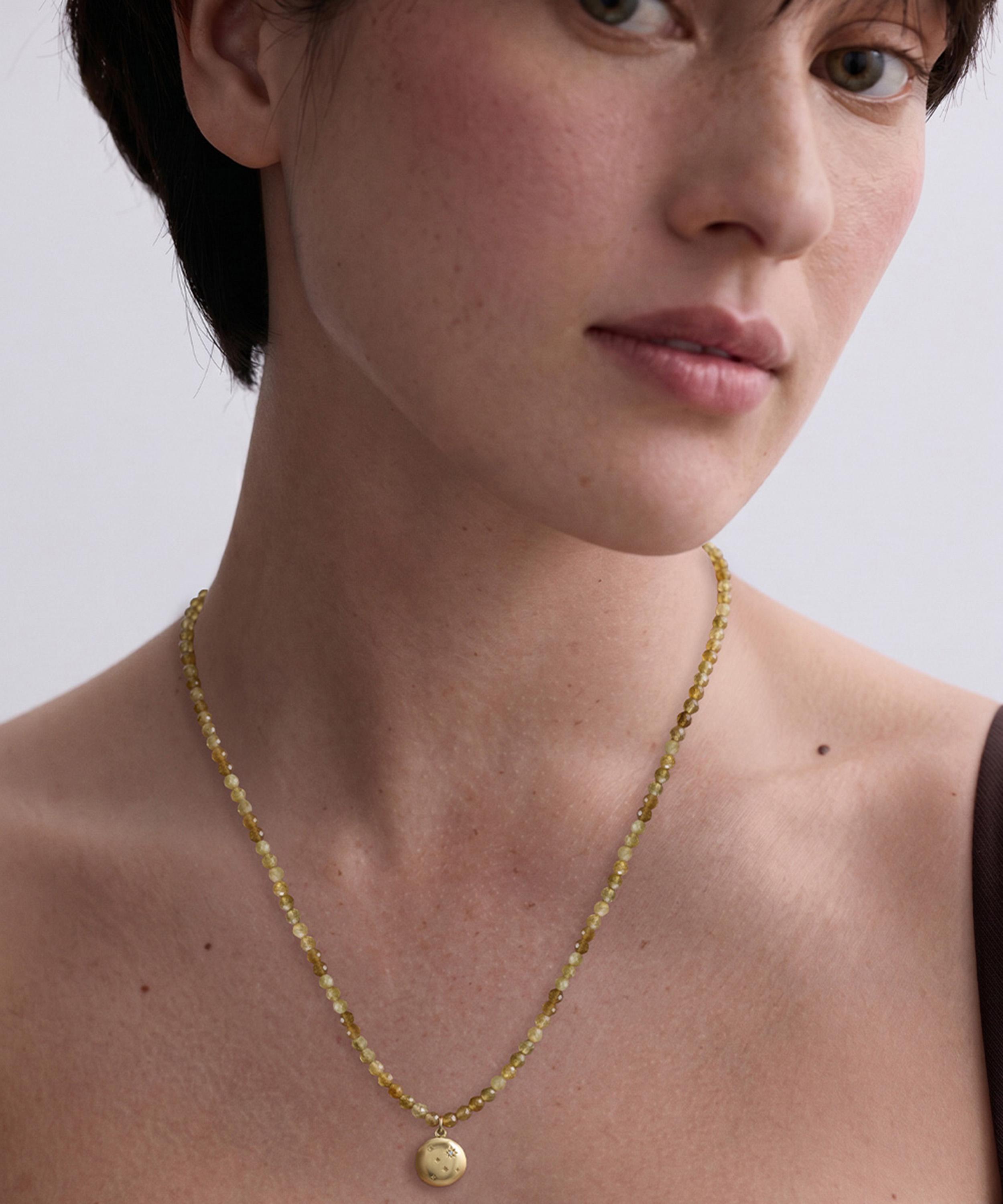Astley Clarke - 18ct Gold-Plated Vermeil Silver Tiny Star Green Garnet Locket Necklace image number 1