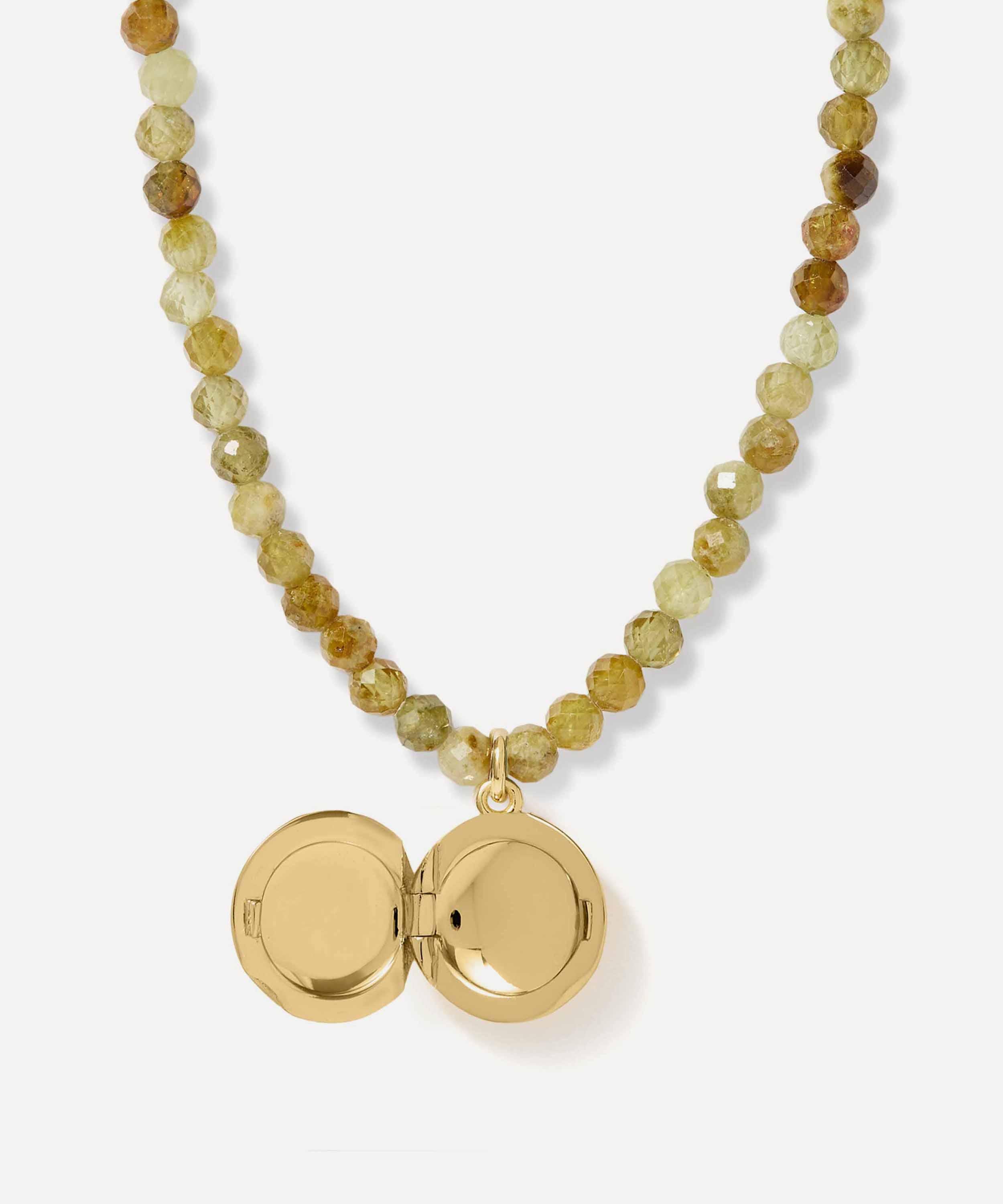 Astley Clarke - 18ct Gold-Plated Vermeil Silver Tiny Star Green Garnet Locket Necklace image number 2