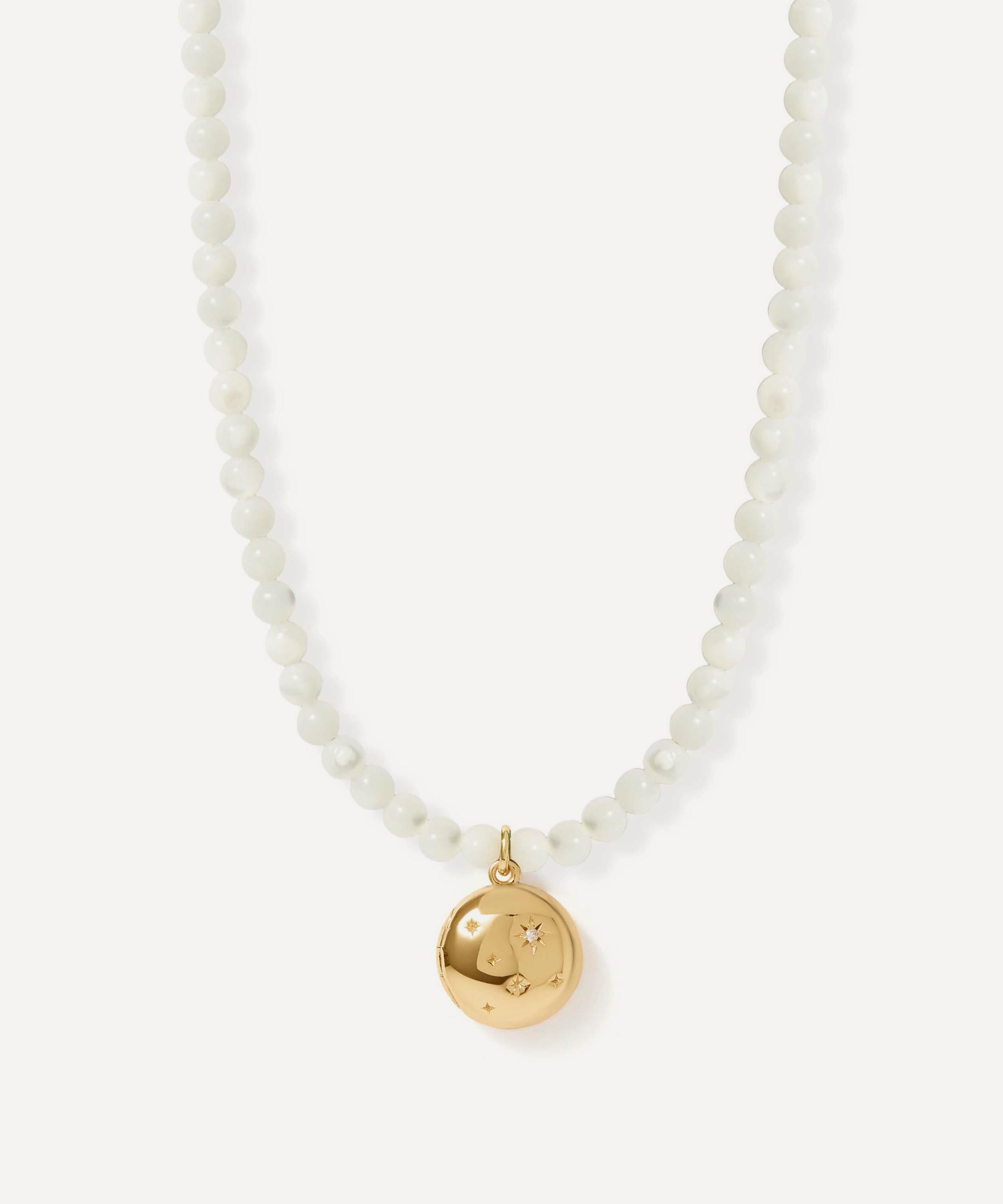 Astley Clarke - 18ct Gold-Plated Vermeil Silver Tiny Star Mother of Pearl Locket Necklace