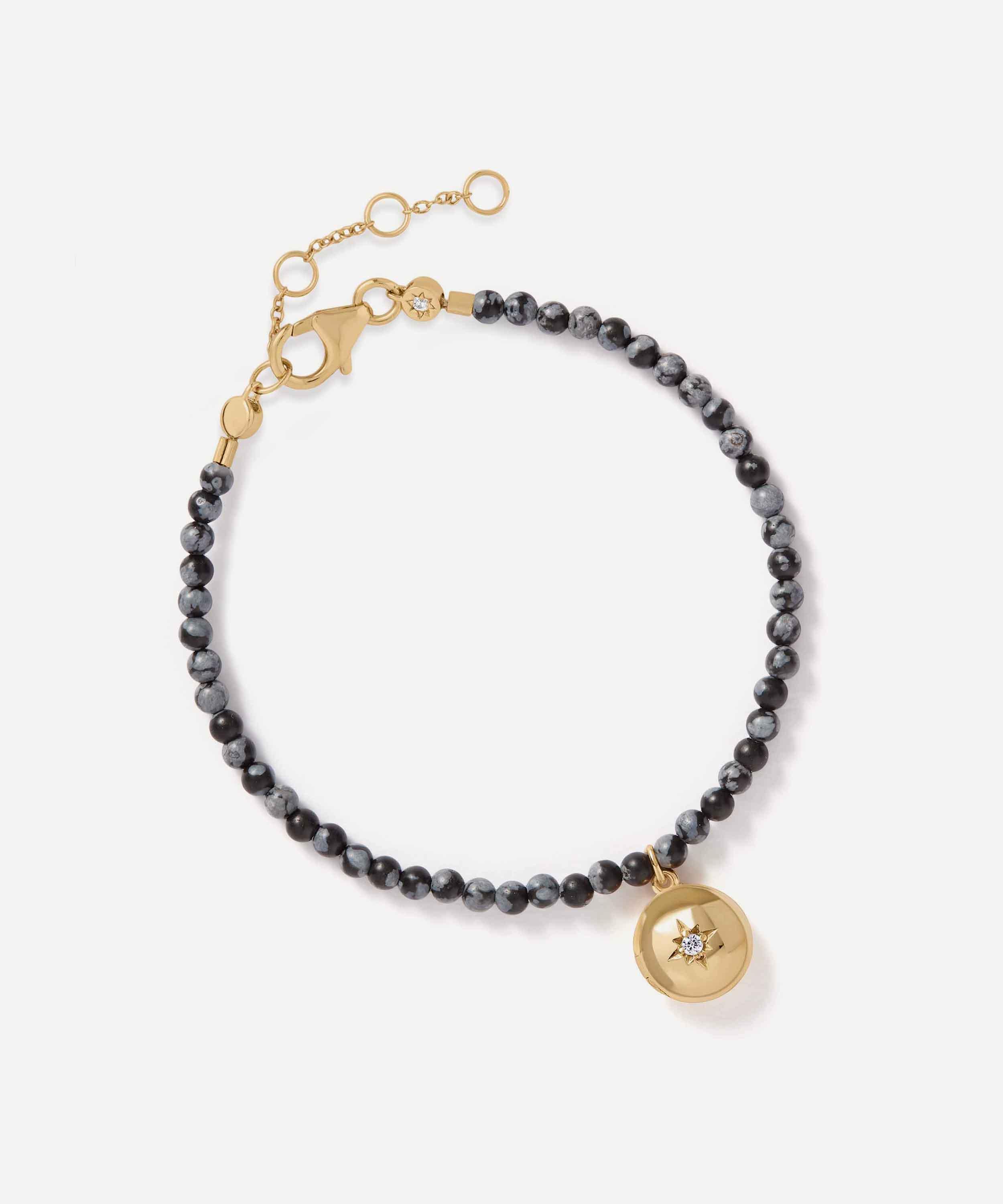 Astley Clarke - 18ct Gold-Plated Vermeil Silver Mini Biography Snowflake Obsidian Locket Bracelet