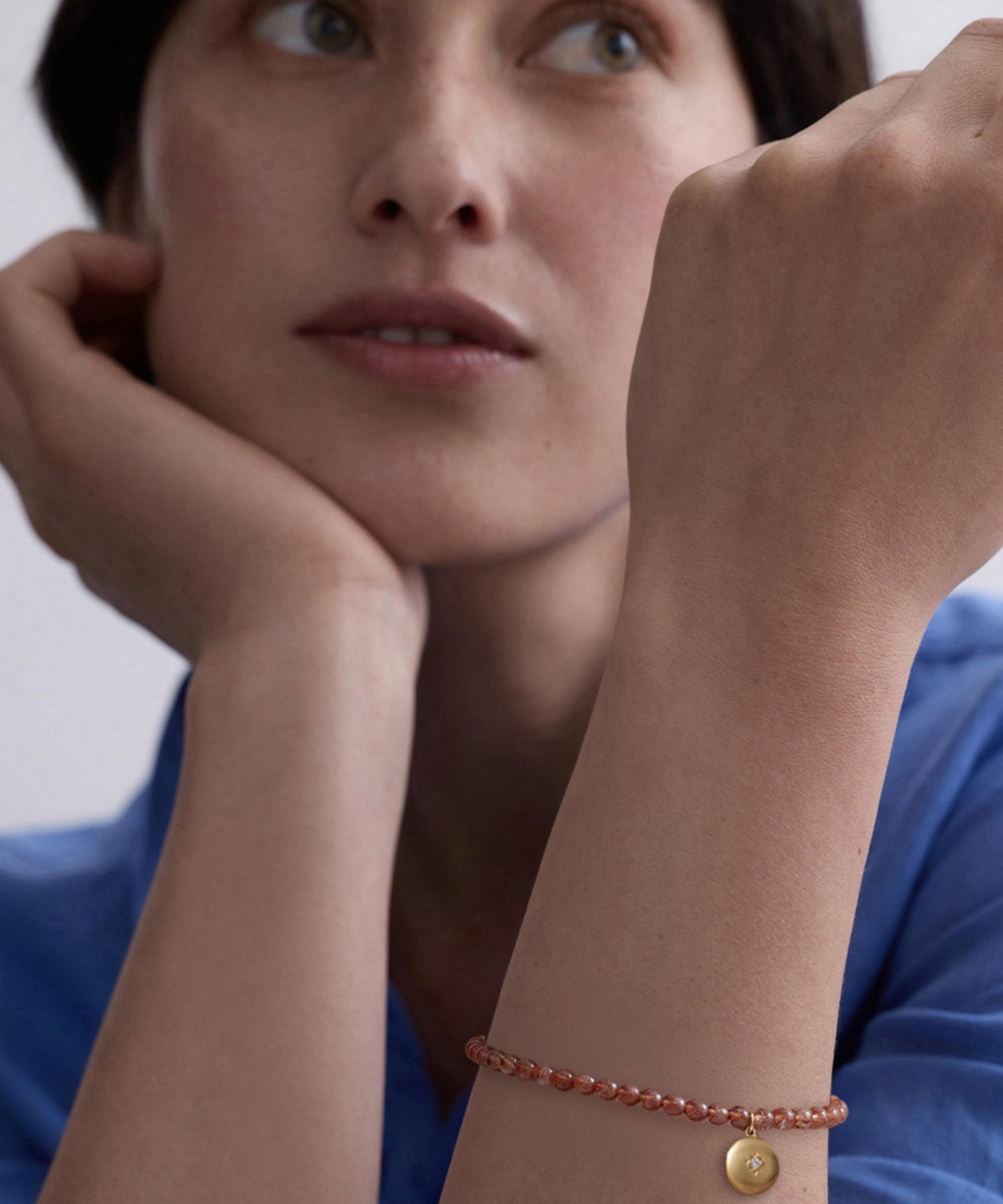 Astley Clarke - 18ct Gold-Plated Vermeil Silver Mini Biography Sun Agate Locket Bracelet image number 3