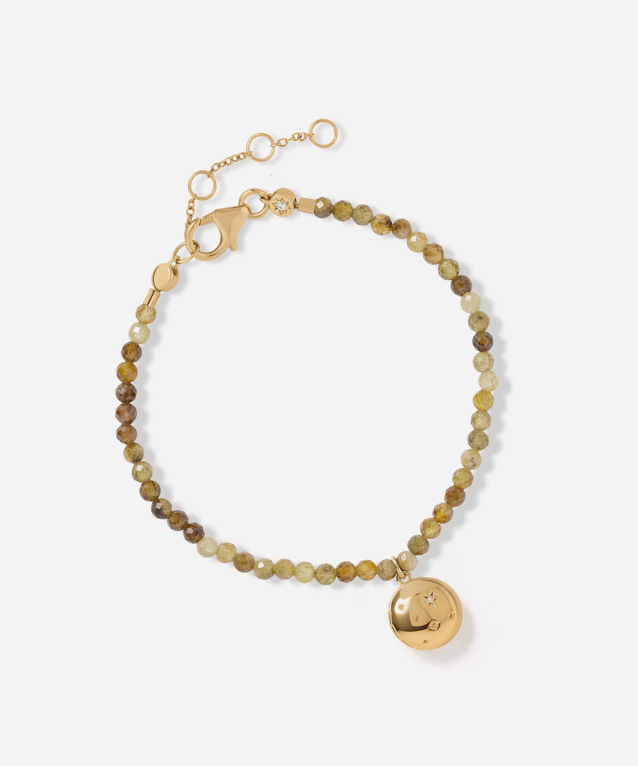 Astley Clarke - 18ct Gold-Plated Vermeil Silver Tiny Star Green Garnet Locket Bracelet