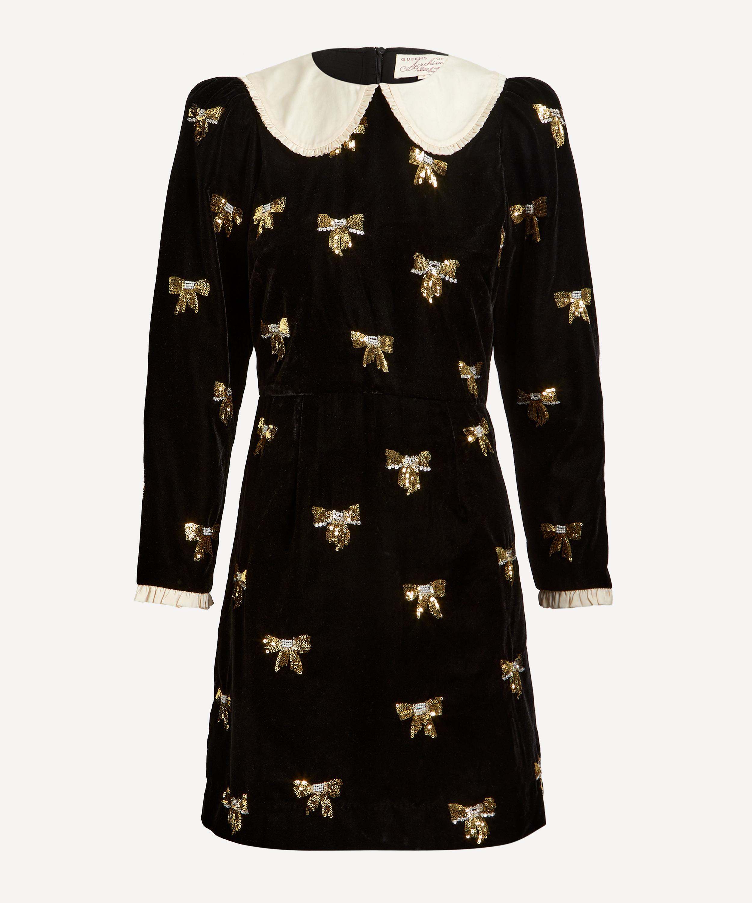 Queens of Archive - Pearl Black Velvet Mini Dress image number 0