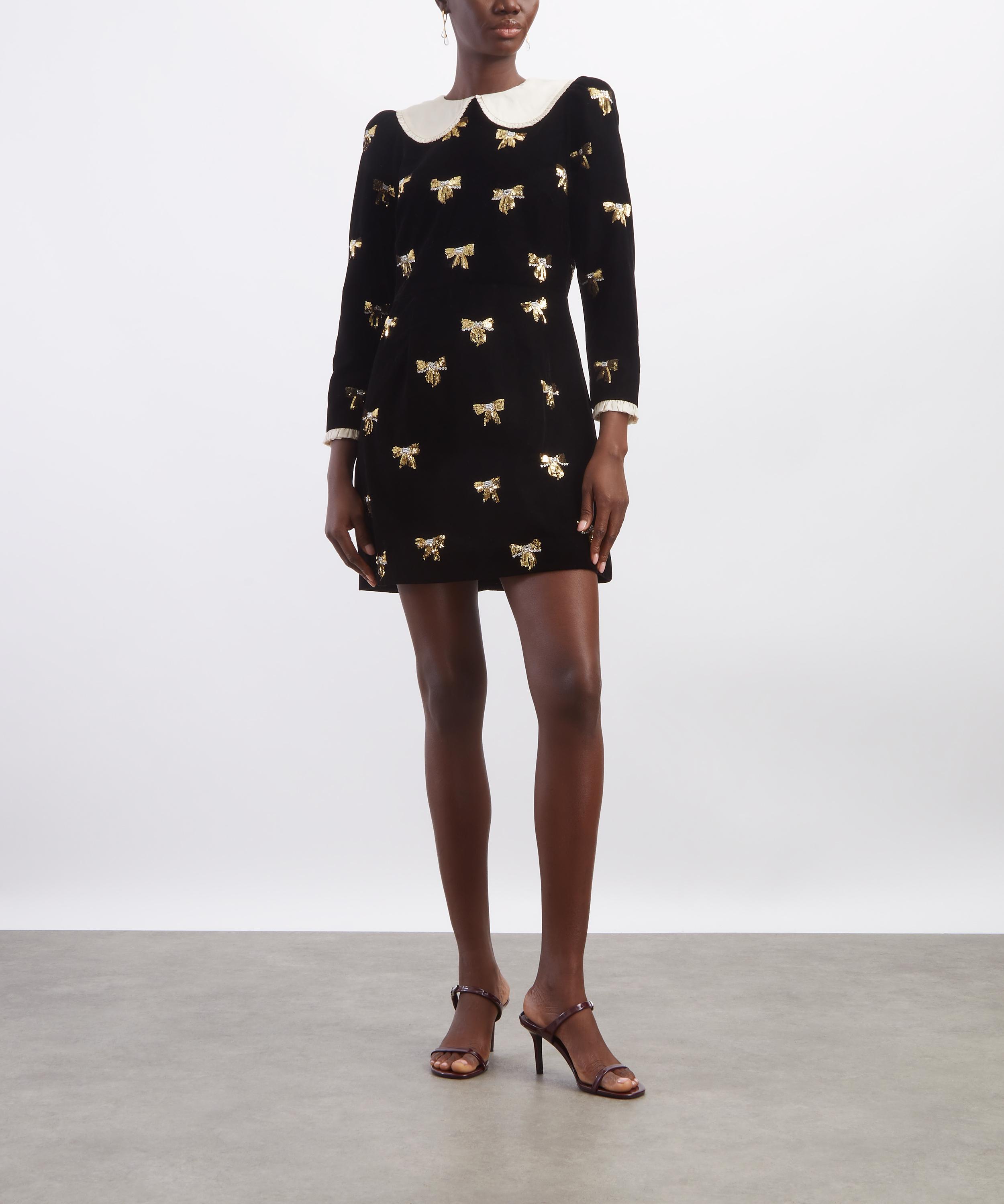 Queens of Archive - Pearl Black Velvet Mini Dress image number 1