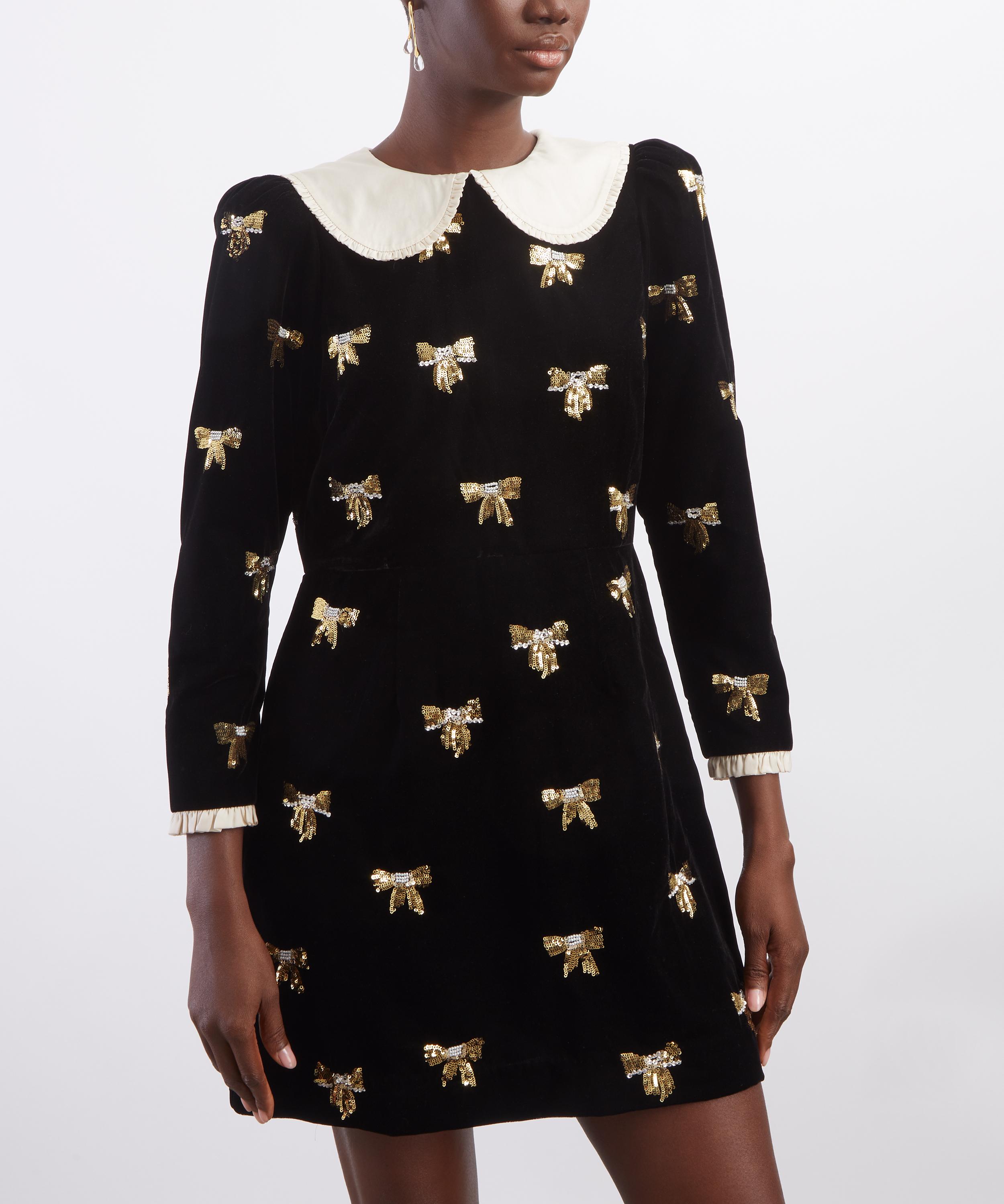 Queens of Archive - Pearl Black Velvet Mini Dress image number 2