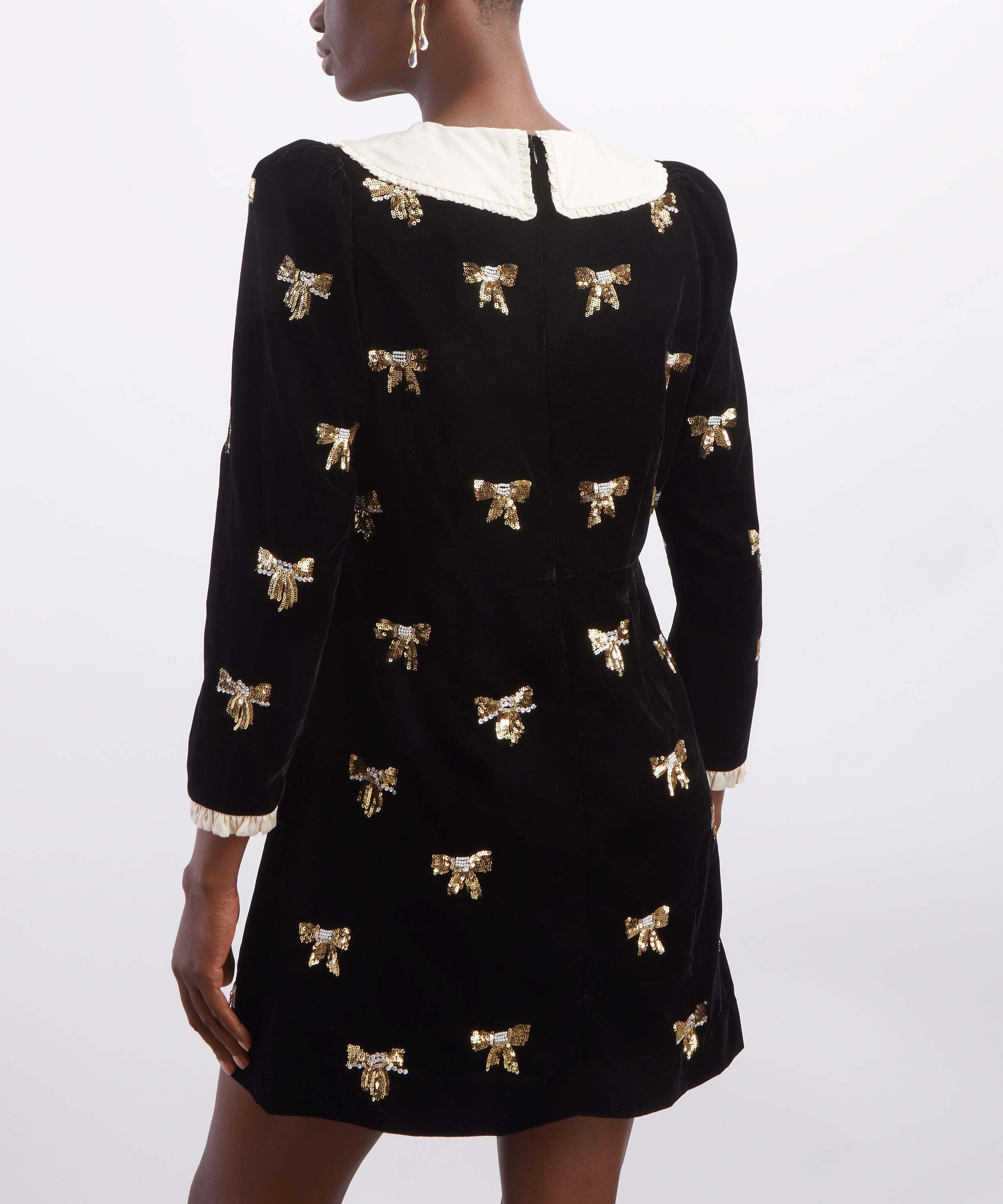 Queens of Archive - Pearl Black Velvet Mini Dress image number 3