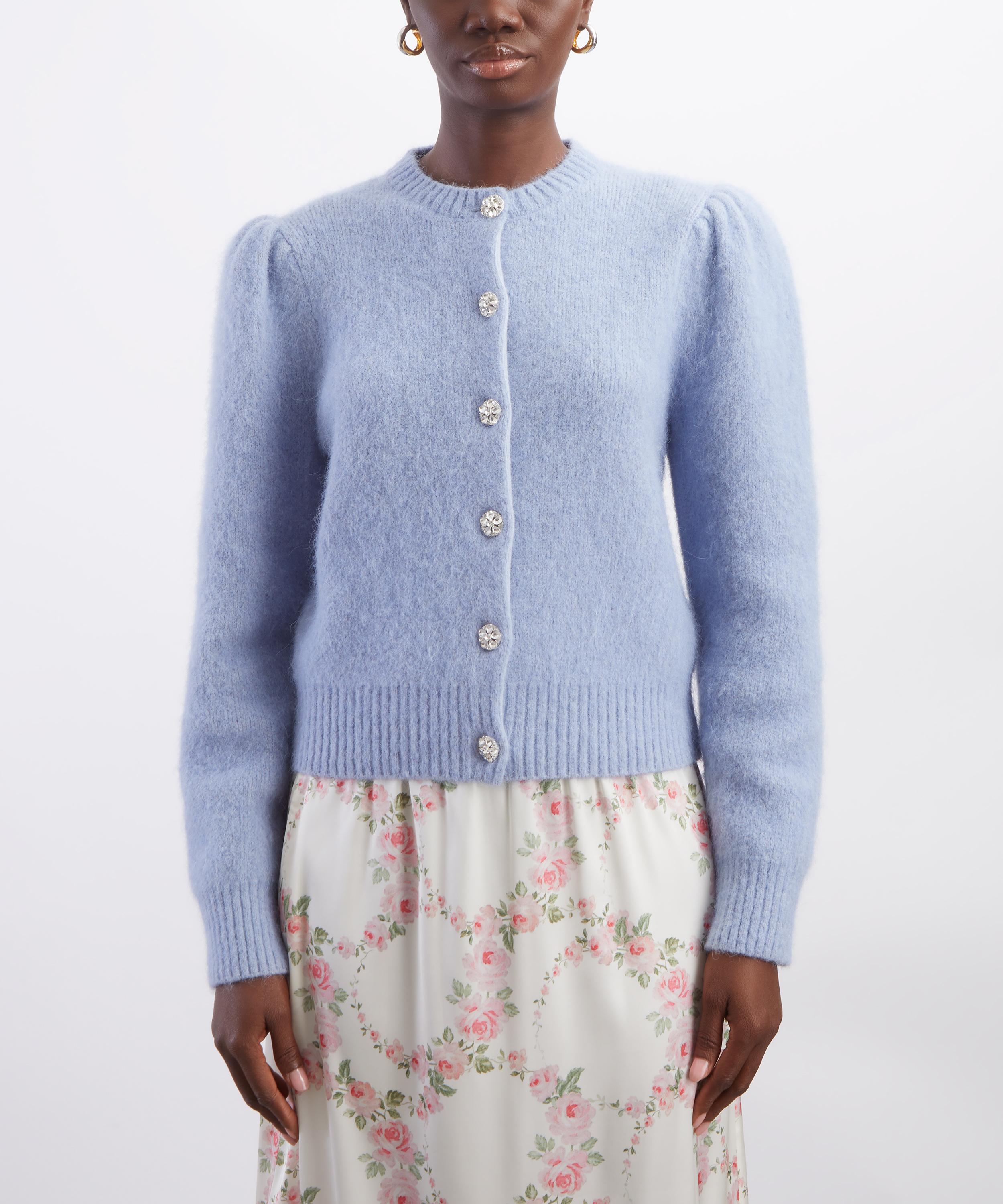 Queens of Archive - Lucie Powder Blue Alpaca Knit Cardigan image number 2