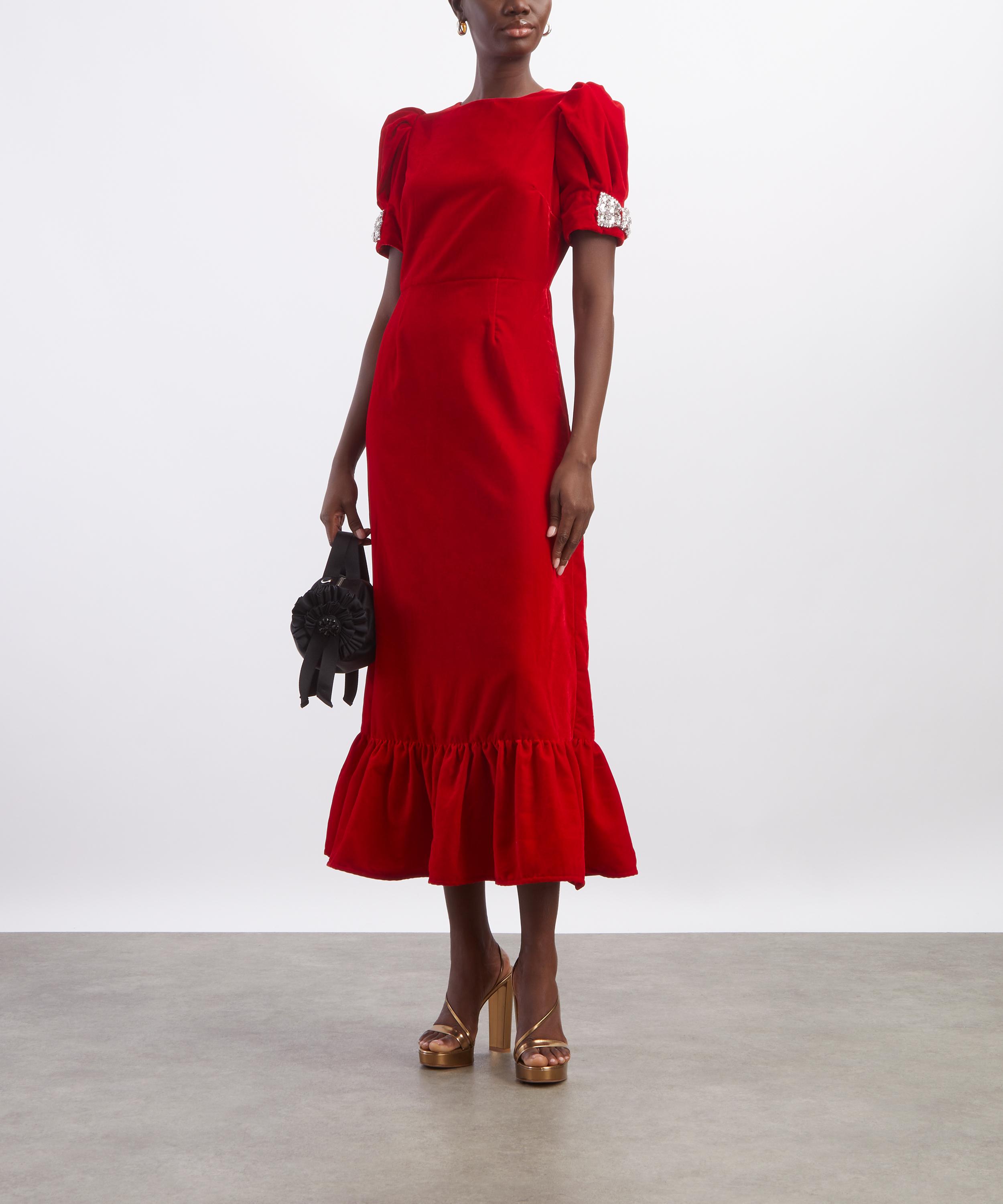 Queens of Archive - Roseline Red Velvet Maxi Dress image number 1