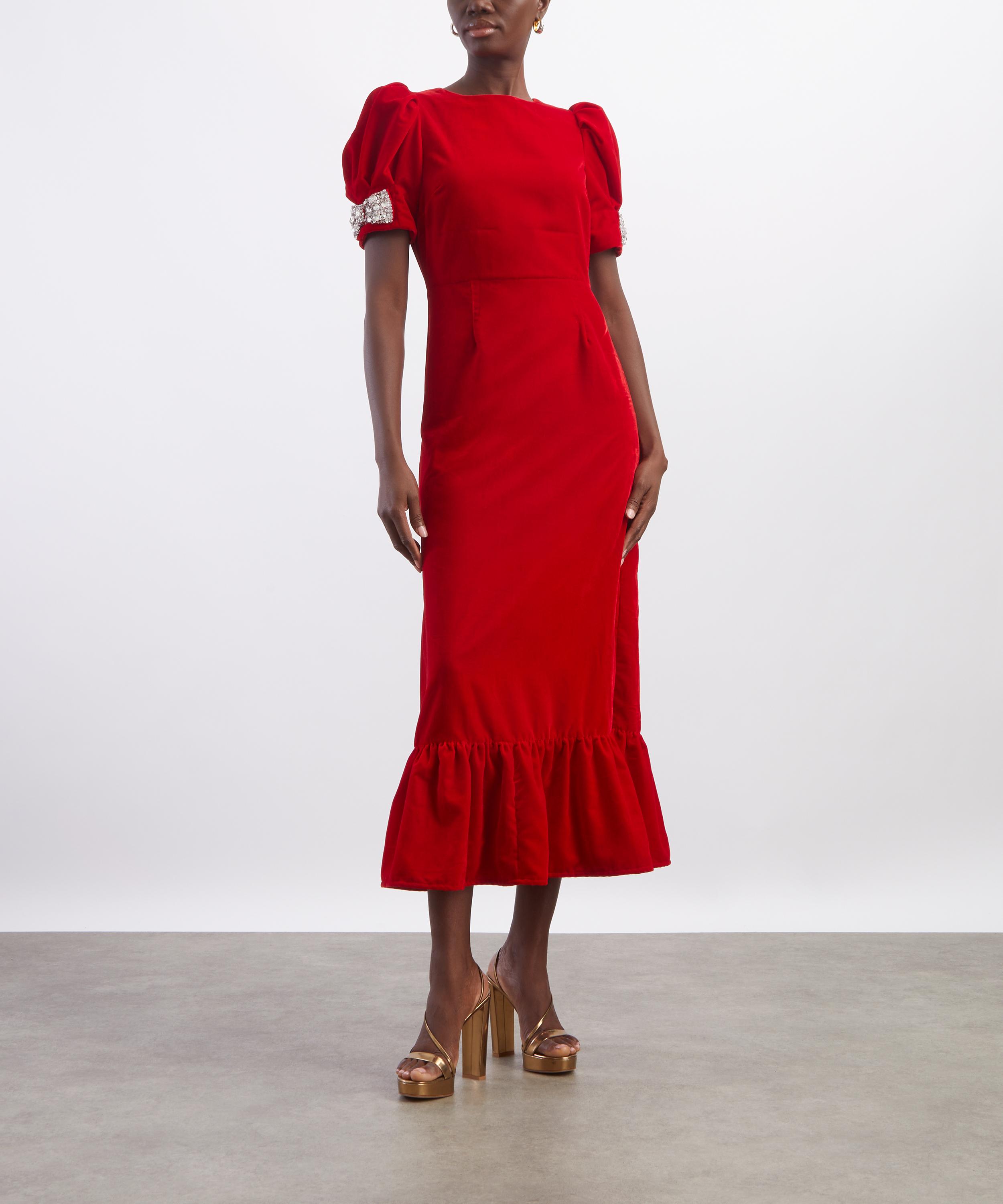 Queens of Archive - Roseline Red Velvet Maxi Dress image number 2